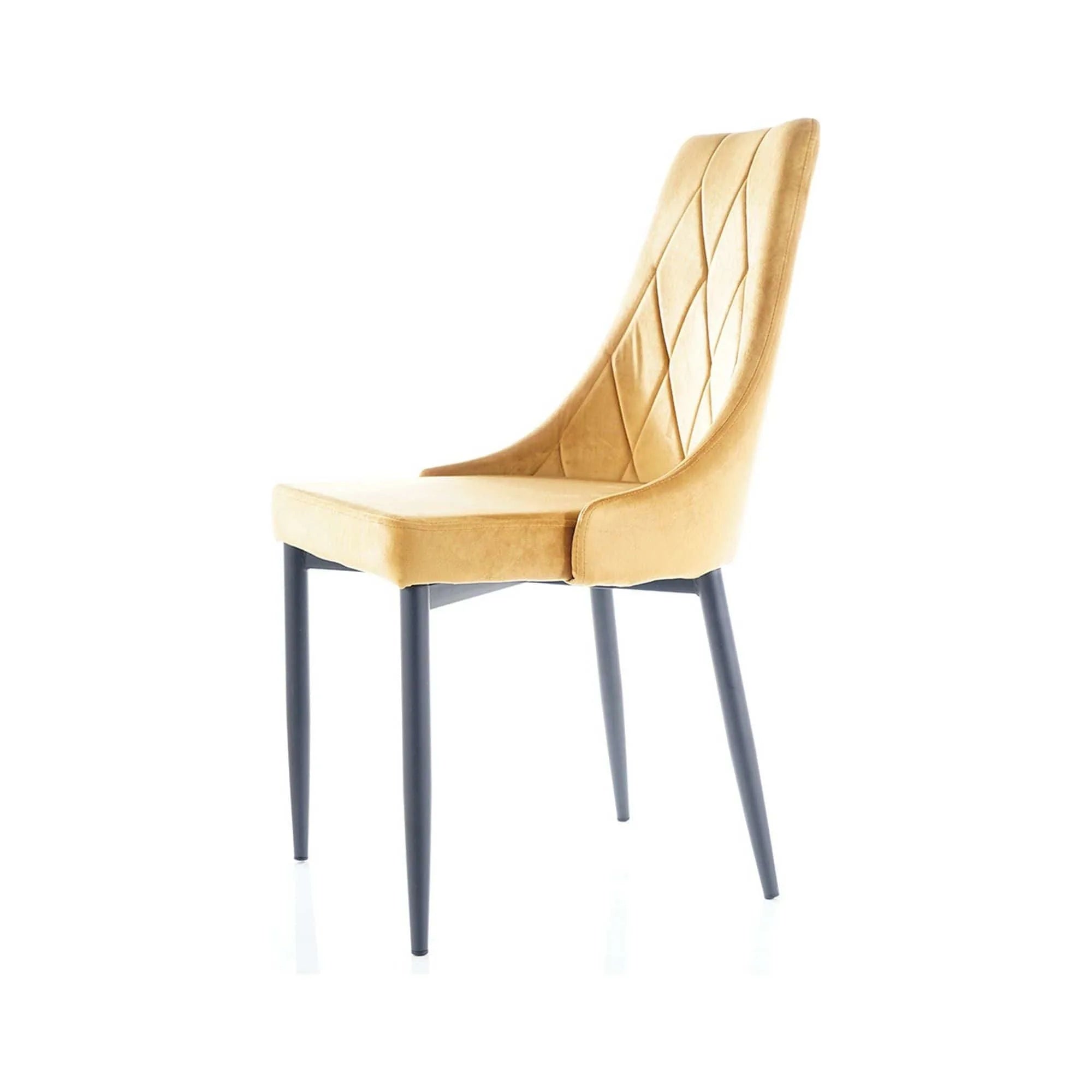 Scaun tapitat TRIX B, galben/negru, stofa catifelata/metal, 49x47x89 cm