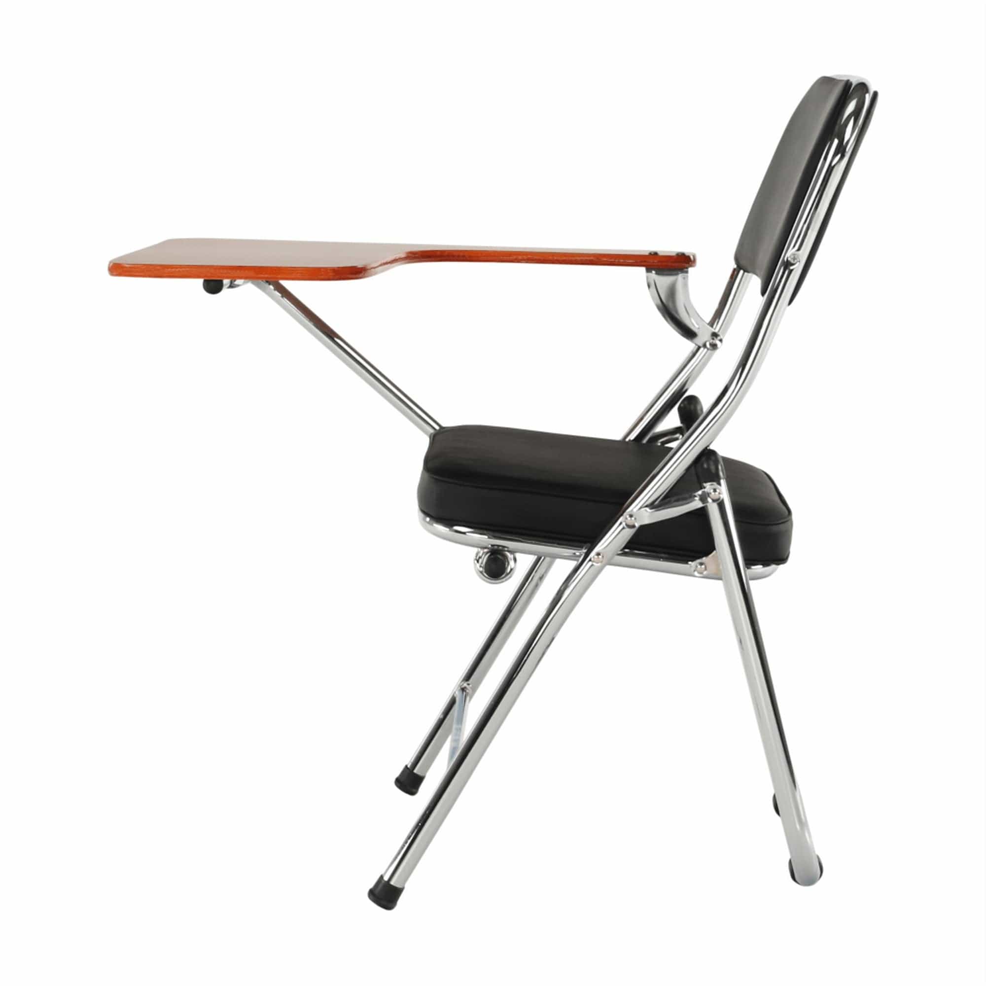 Scaun TEKER, negru/stejar natural/crom, piele ecologica/lemn/metal, 49x82x77 cm