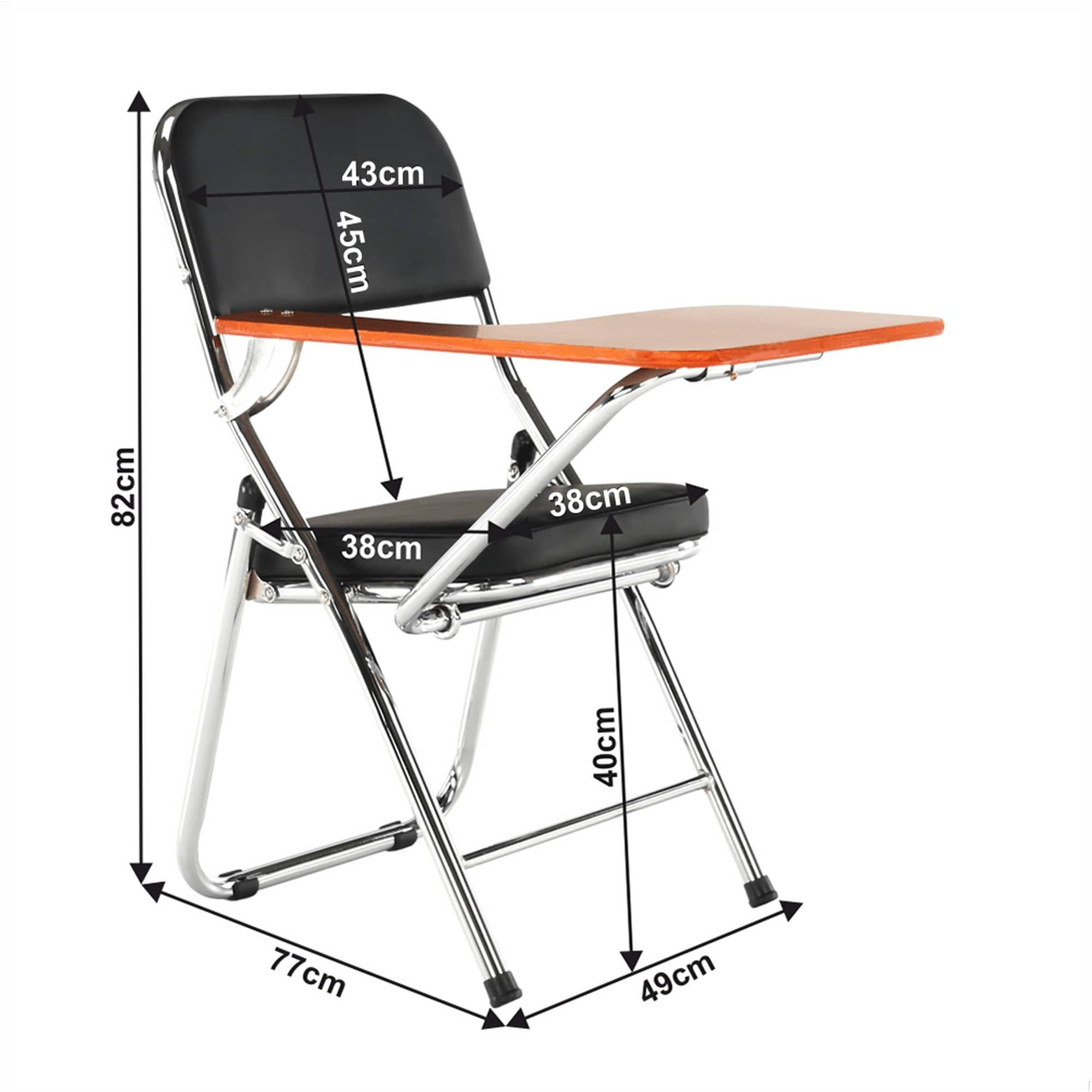 Scaun TEKER, negru/stejar natural/crom, piele ecologica/lemn/metal, 49x82x77 cm