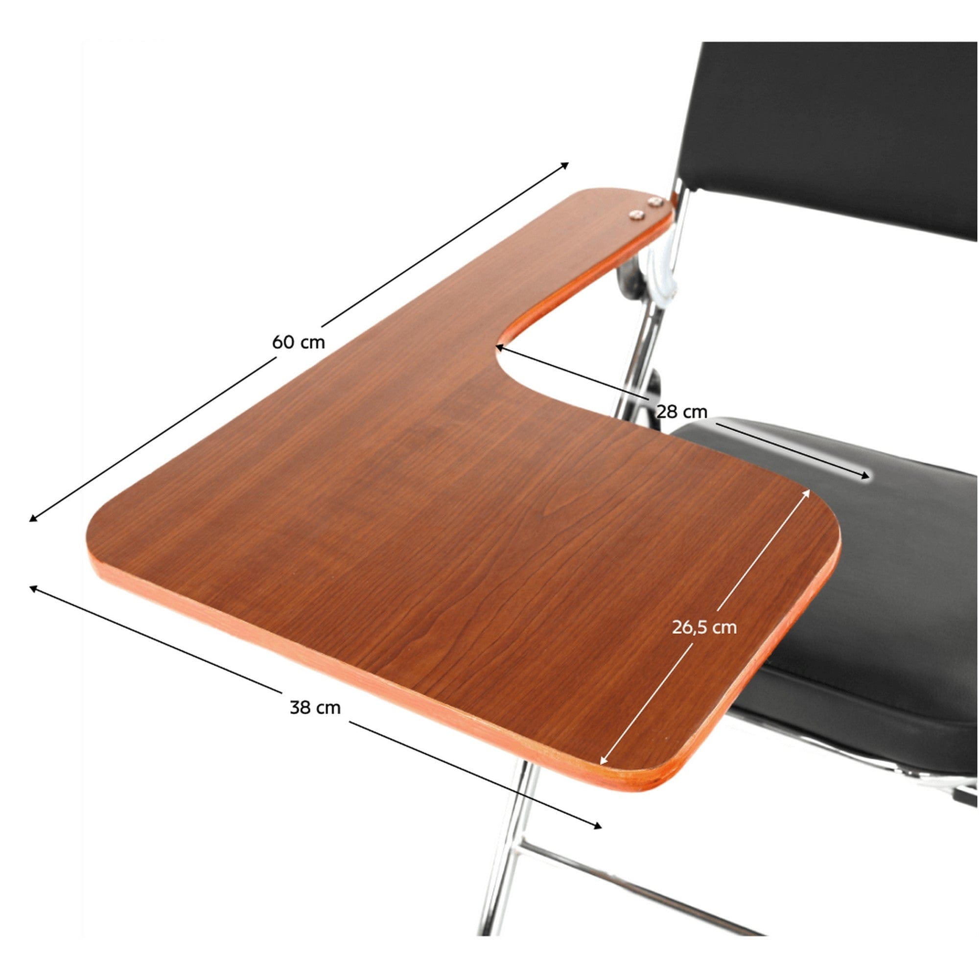 Scaun TEKER, negru/stejar natural/crom, piele ecologica/lemn/metal, 49x82x77 cm