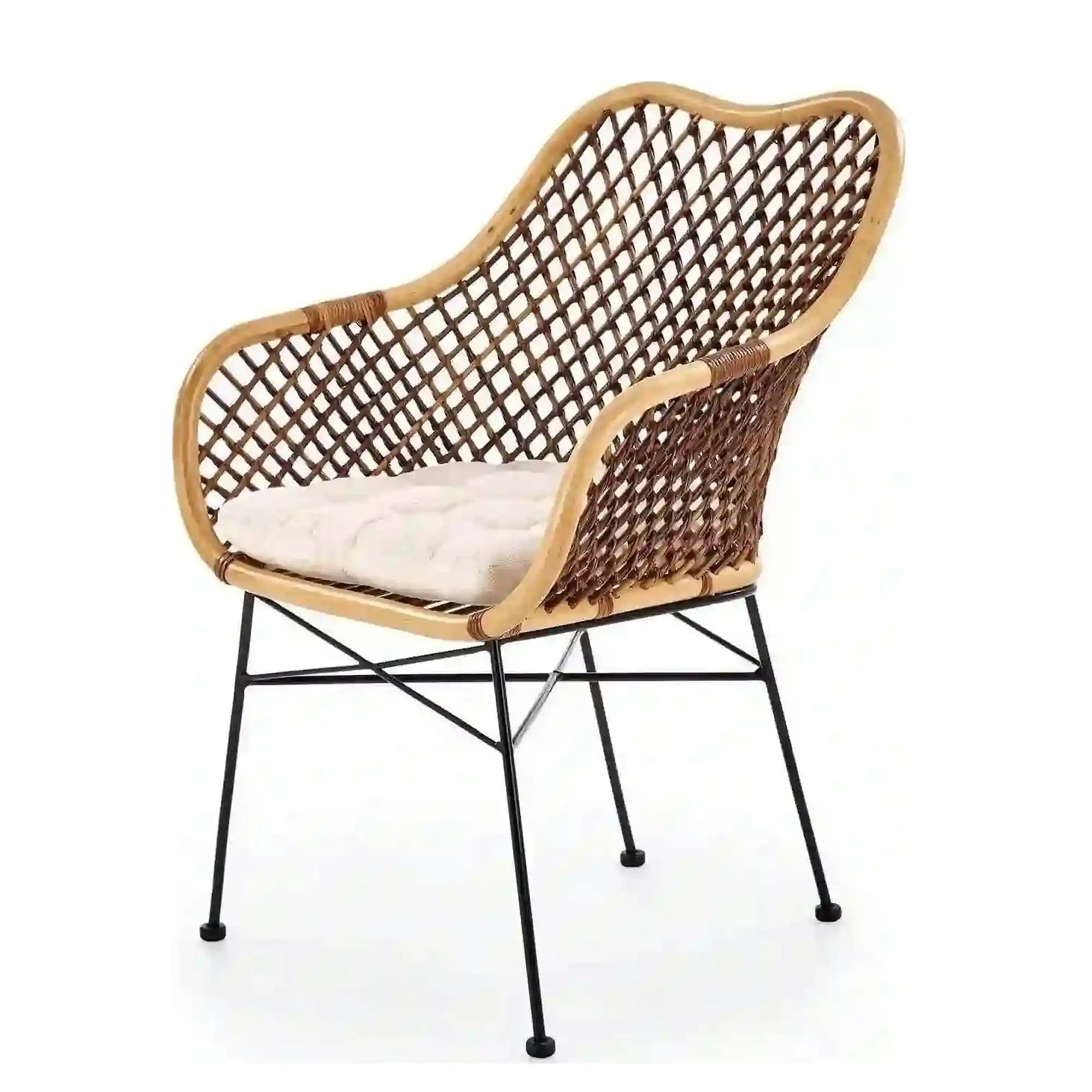 Scaun terasa K336, stejar/maro inchis, ratan natural/metal, 64X64X89 CM
