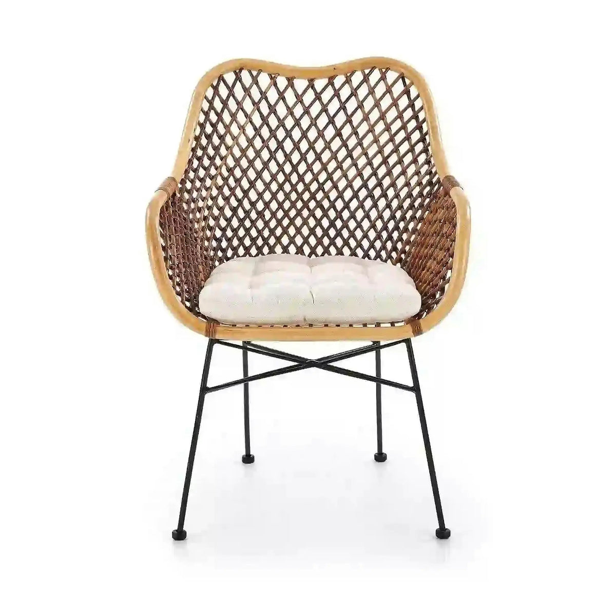 Scaun terasa K336, stejar/maro inchis, ratan natural/metal, 64X64X89 CM