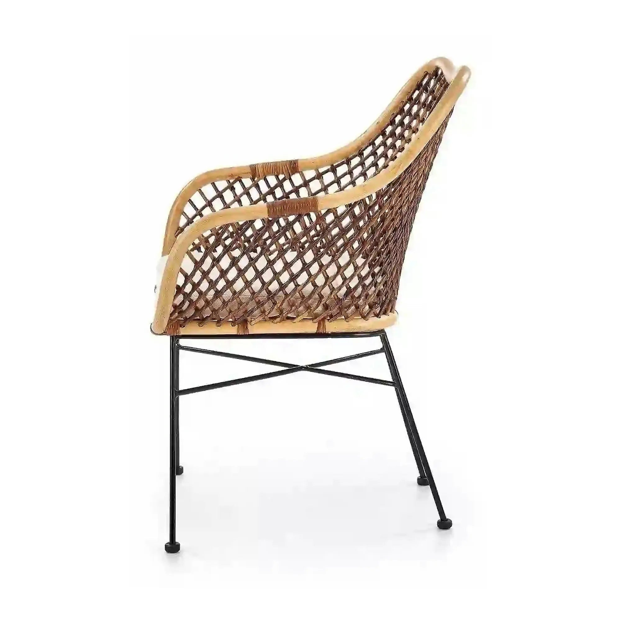 Scaun terasa K336, stejar/maro inchis, ratan natural/metal, 64X64X89 CM
