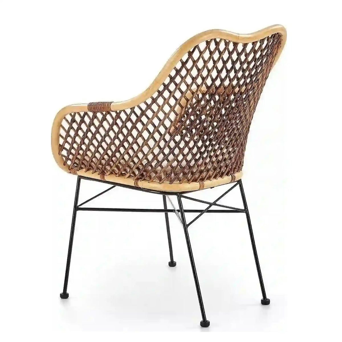 Scaun terasa K336, stejar/maro inchis, ratan natural/metal, 64X64X89 CM