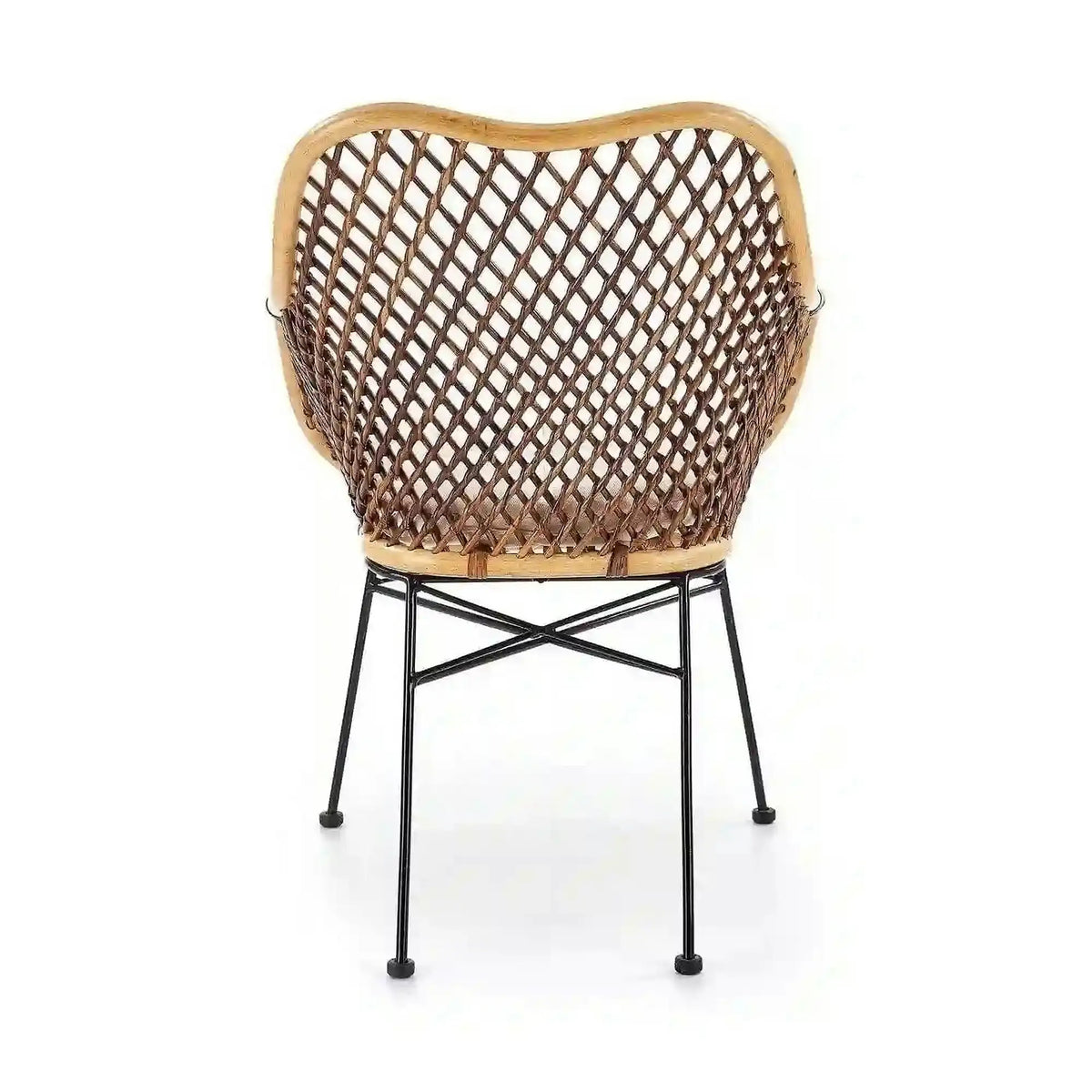 Scaun terasa K336, stejar/maro inchis, ratan natural/metal, 64X64X89 CM