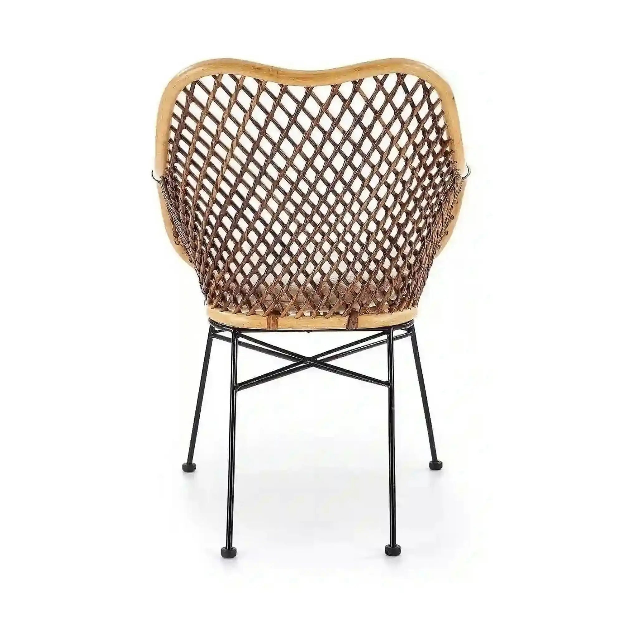 Scaun terasa K336, stejar/maro inchis, ratan natural/metal, 64X64X89 CM