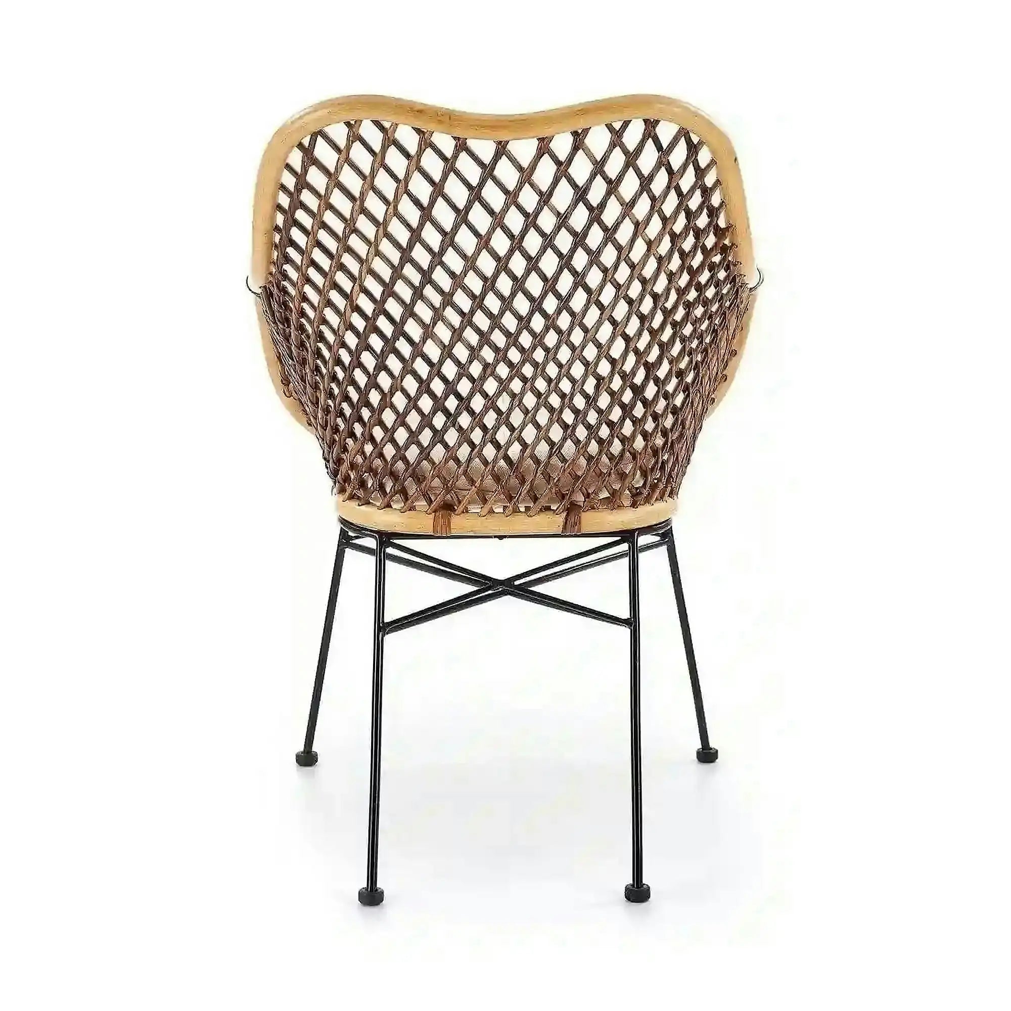 Scaun terasa K336, stejar/maro inchis, ratan natural/metal, 64X64X89 CM