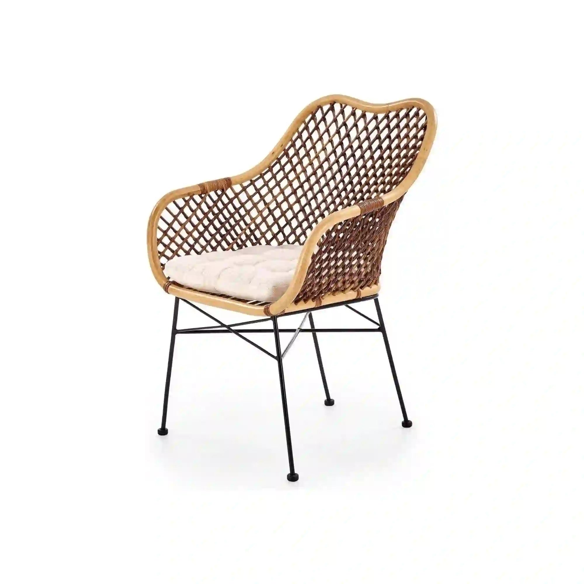 Scaun terasa K336, stejar/maro inchis, ratan natural/metal, 64X64X89 CM