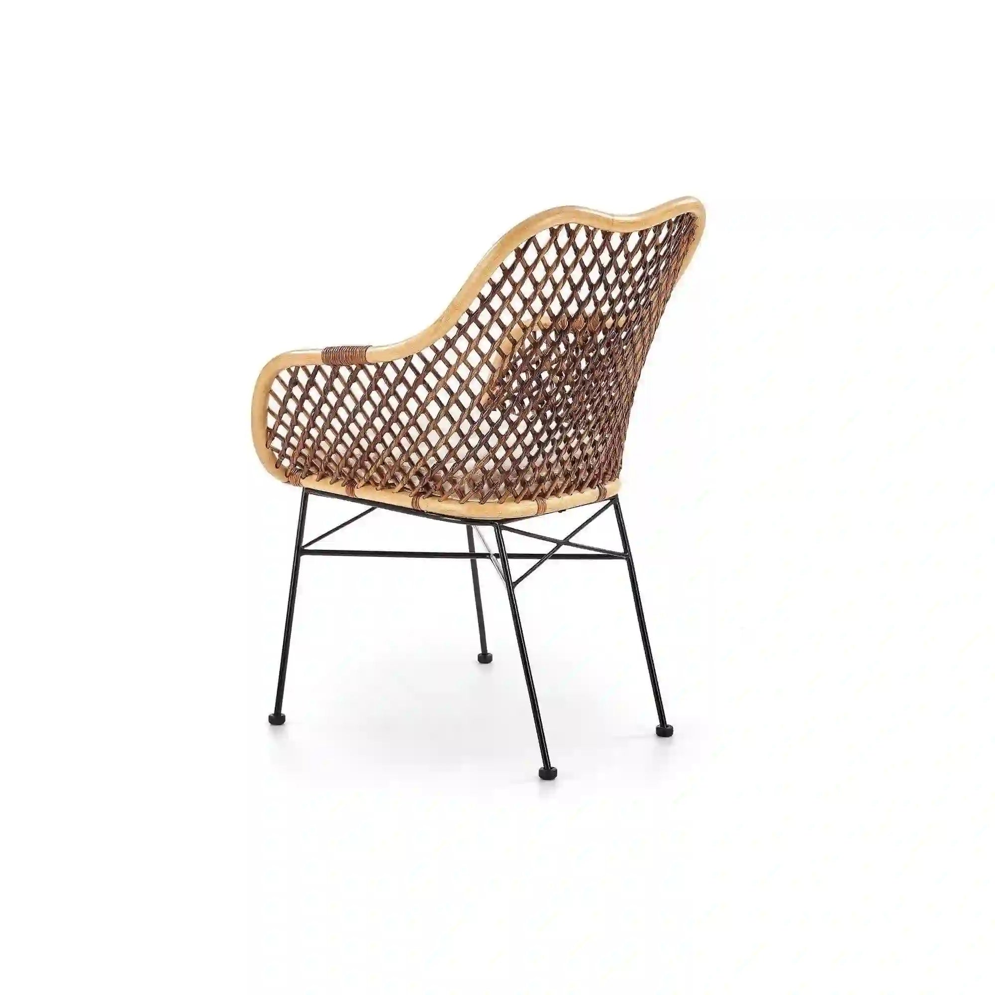 Scaun terasa K336, stejar/maro inchis, ratan natural/metal, 64X64X89 CM