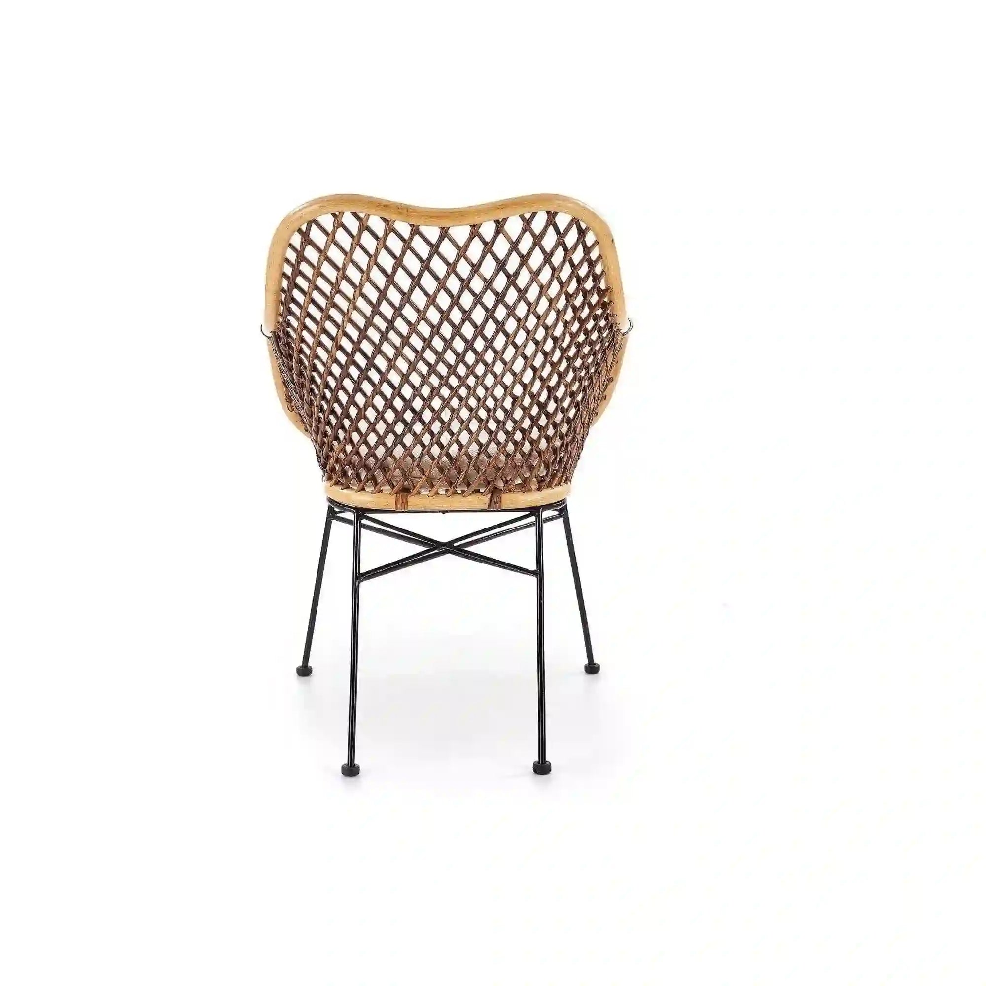 Scaun terasa K336, stejar/maro inchis, ratan natural/metal, 64X64X89 CM