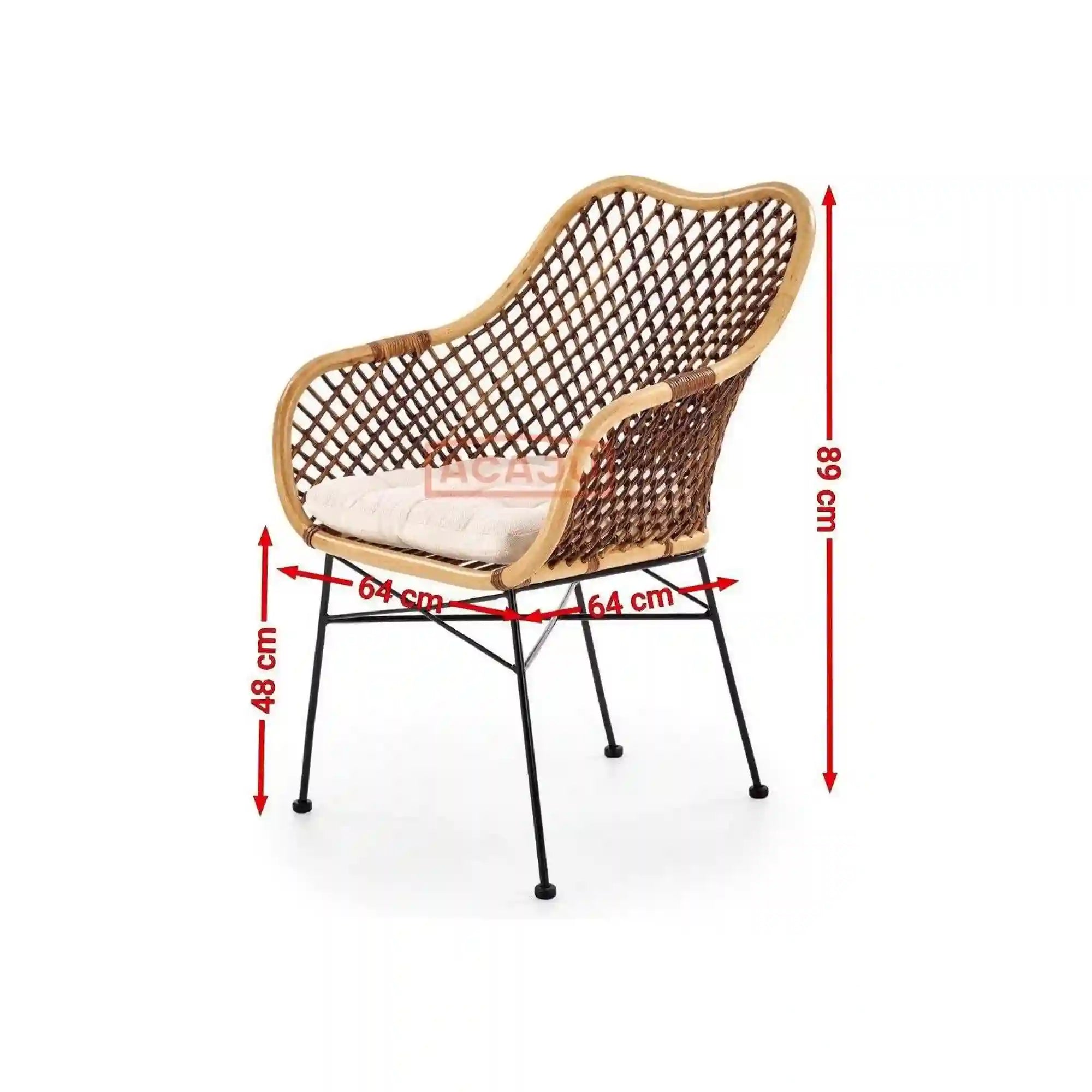 Scaun terasa K336, stejar/maro inchis, ratan natural/metal, 64X64X89 CM