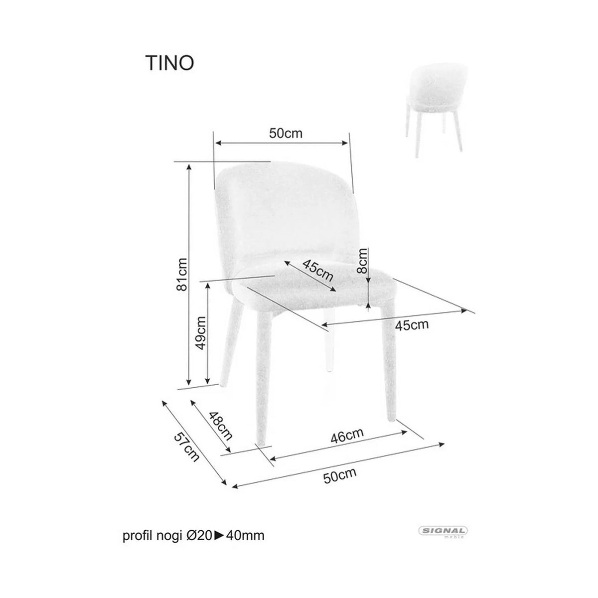 Scaun TINO, bej - Wind 82, stofa clasica, 50x57x81 cm