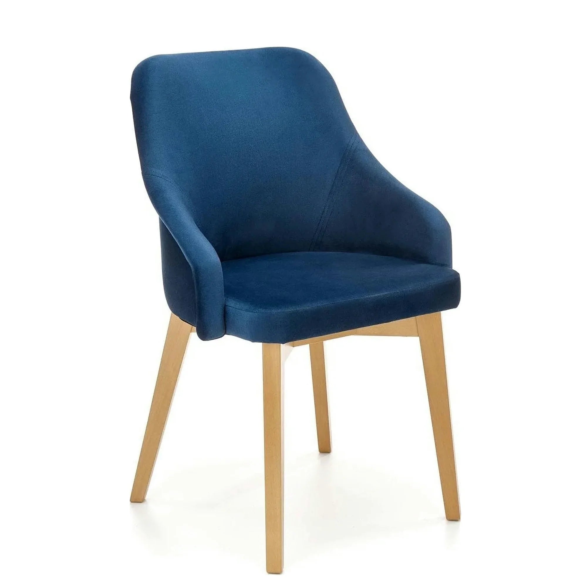 Scaun TOLEDO 2, albastru/stejar, stofa catifelata/lemn de fag 57x56x86 cm