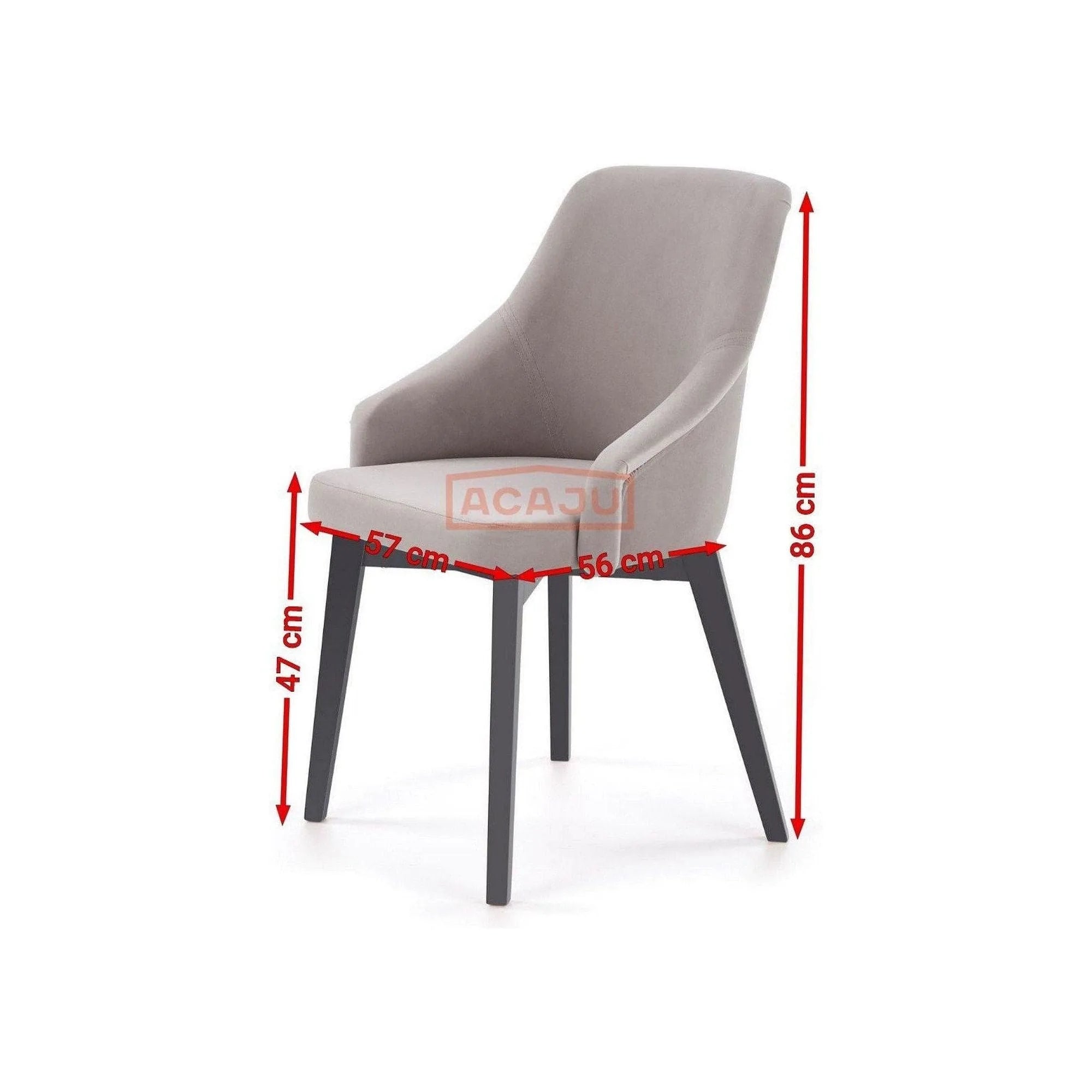 Scaun TOLEDO 2, gri/gri antracit, stofa catifelata/lemn, 57x56x86 cm