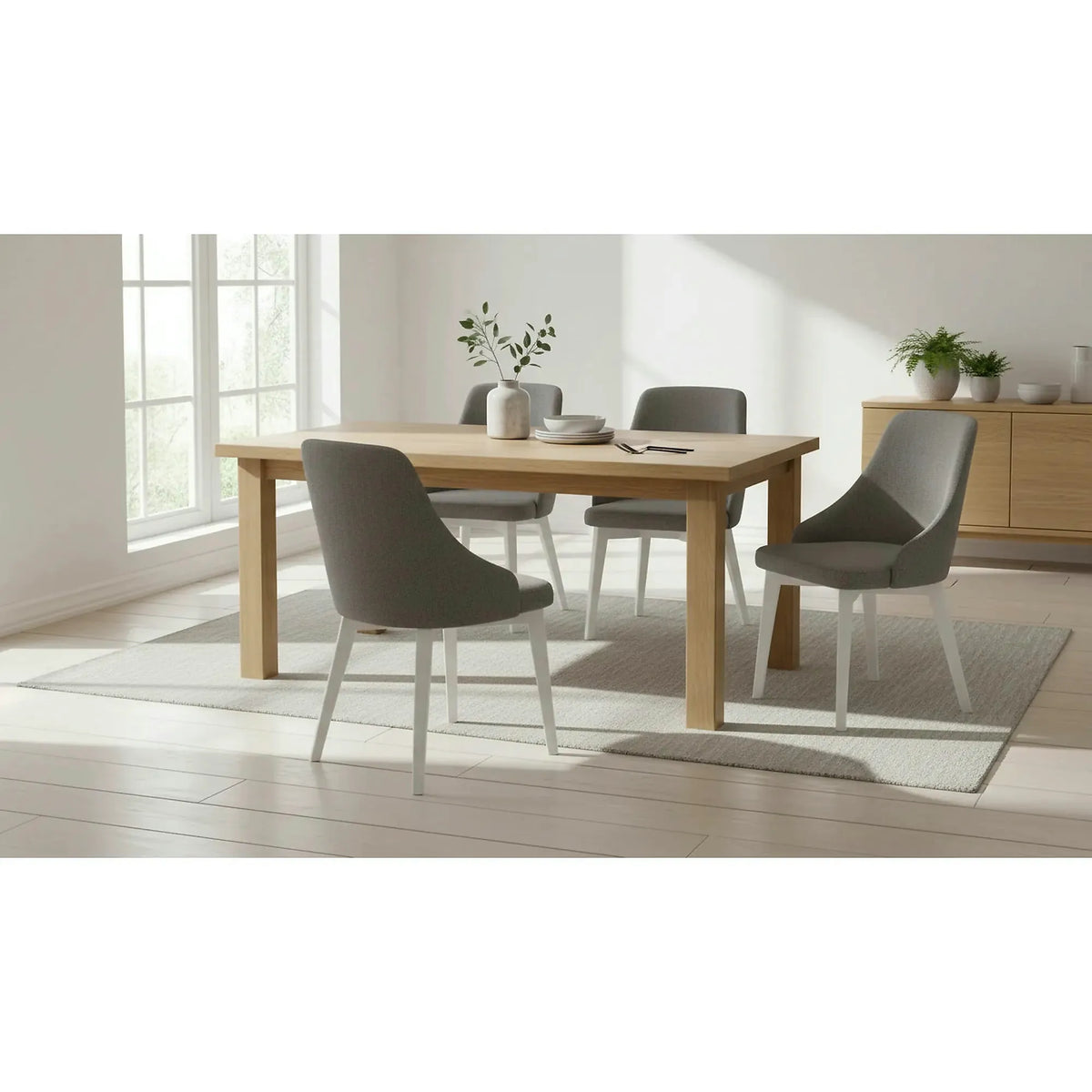Scaun TOLEDO, gri/alb, stofa clasica/lemn de fag, 51x55x82 cm