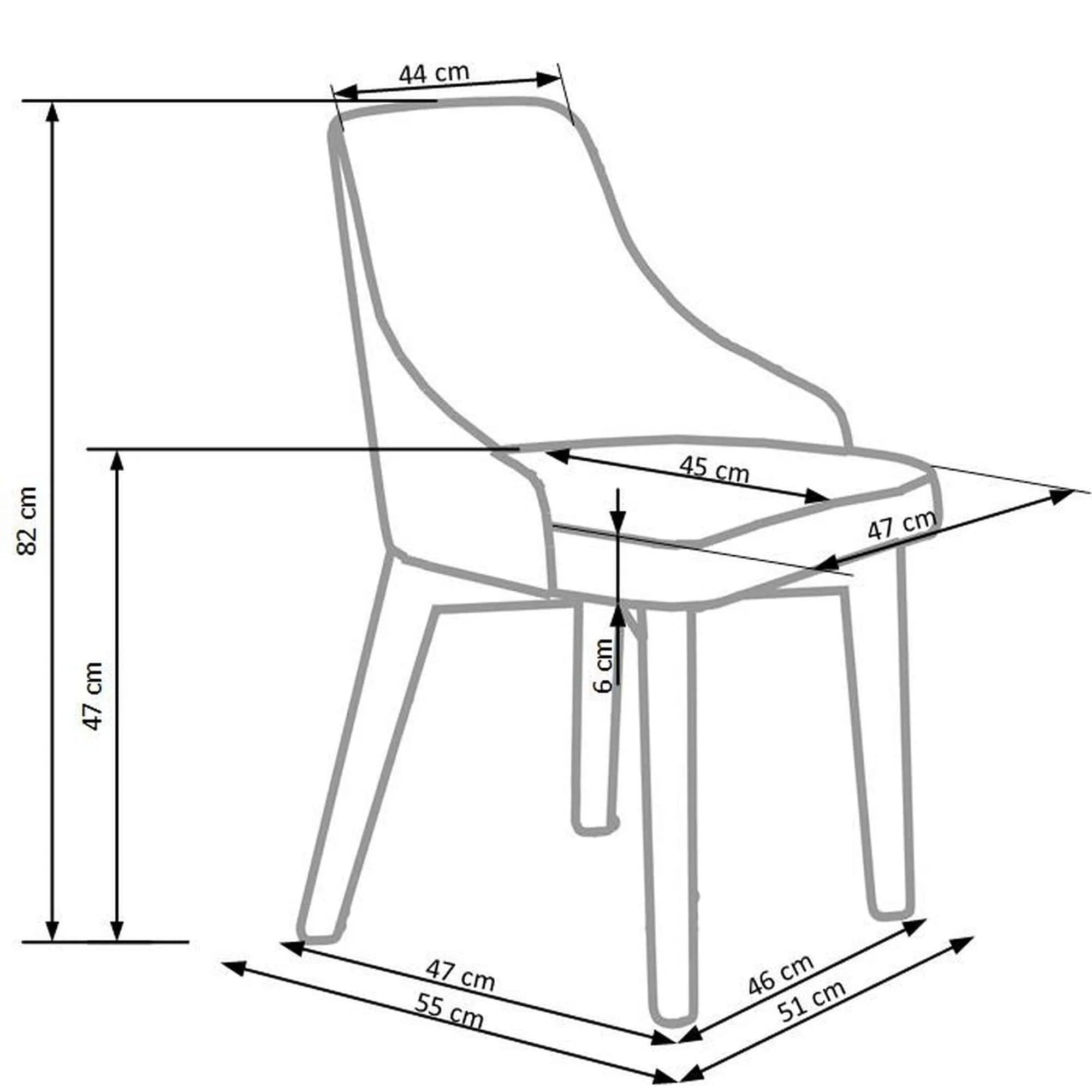 Scaun TOLEDO, gri/alb, stofa clasica/lemn de fag, 51x55x82 cm