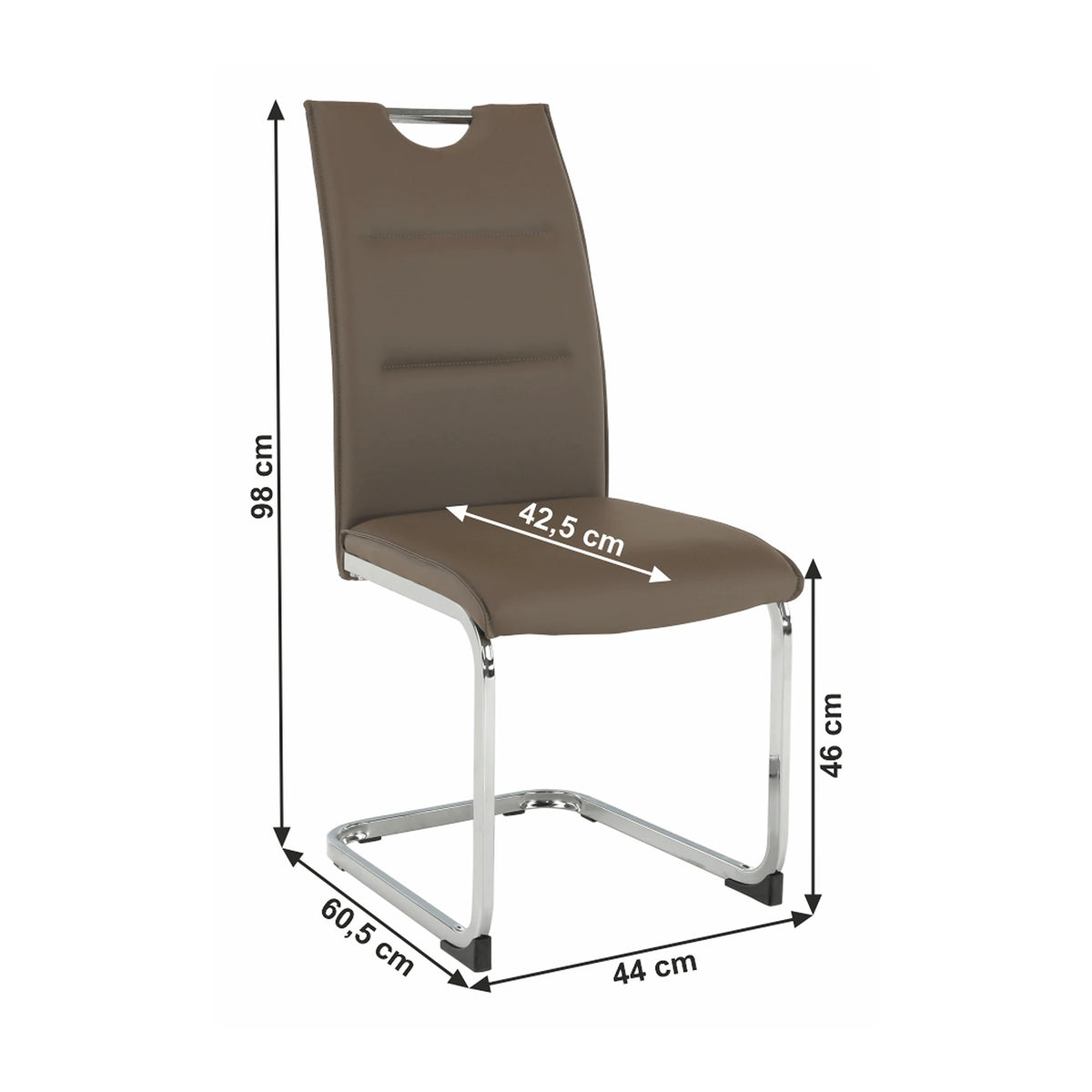 Scaun TOSENA, maro/crom, piele ecologica/metal, 44x61x98 cm