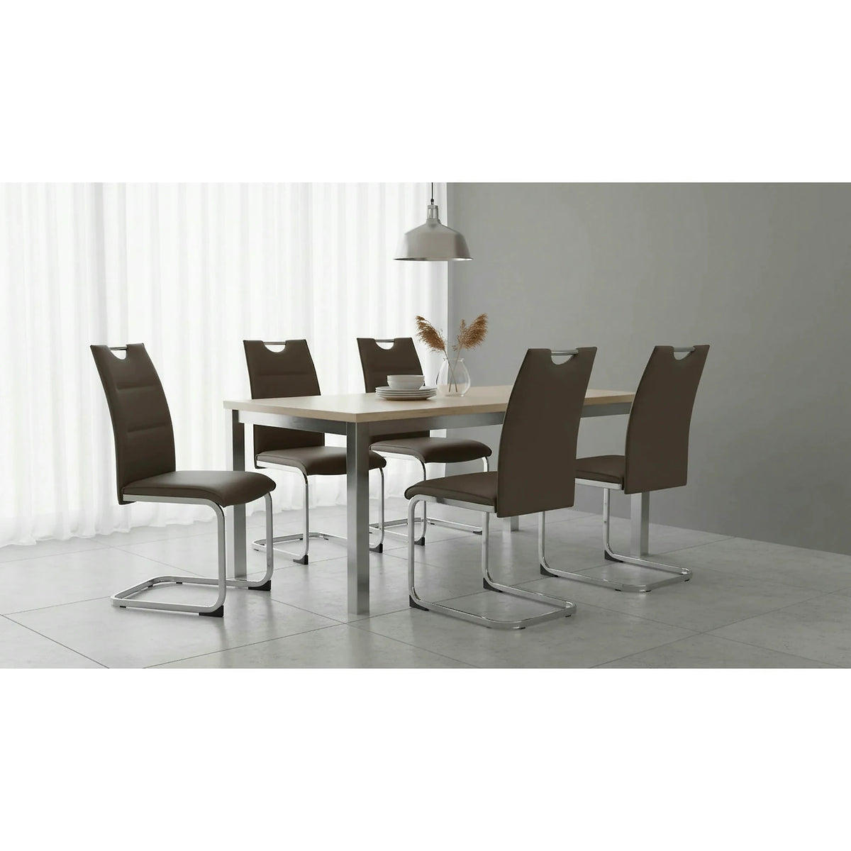 Scaun TOSENA, maro/crom, piele ecologica/metal, 44x61x98 cm