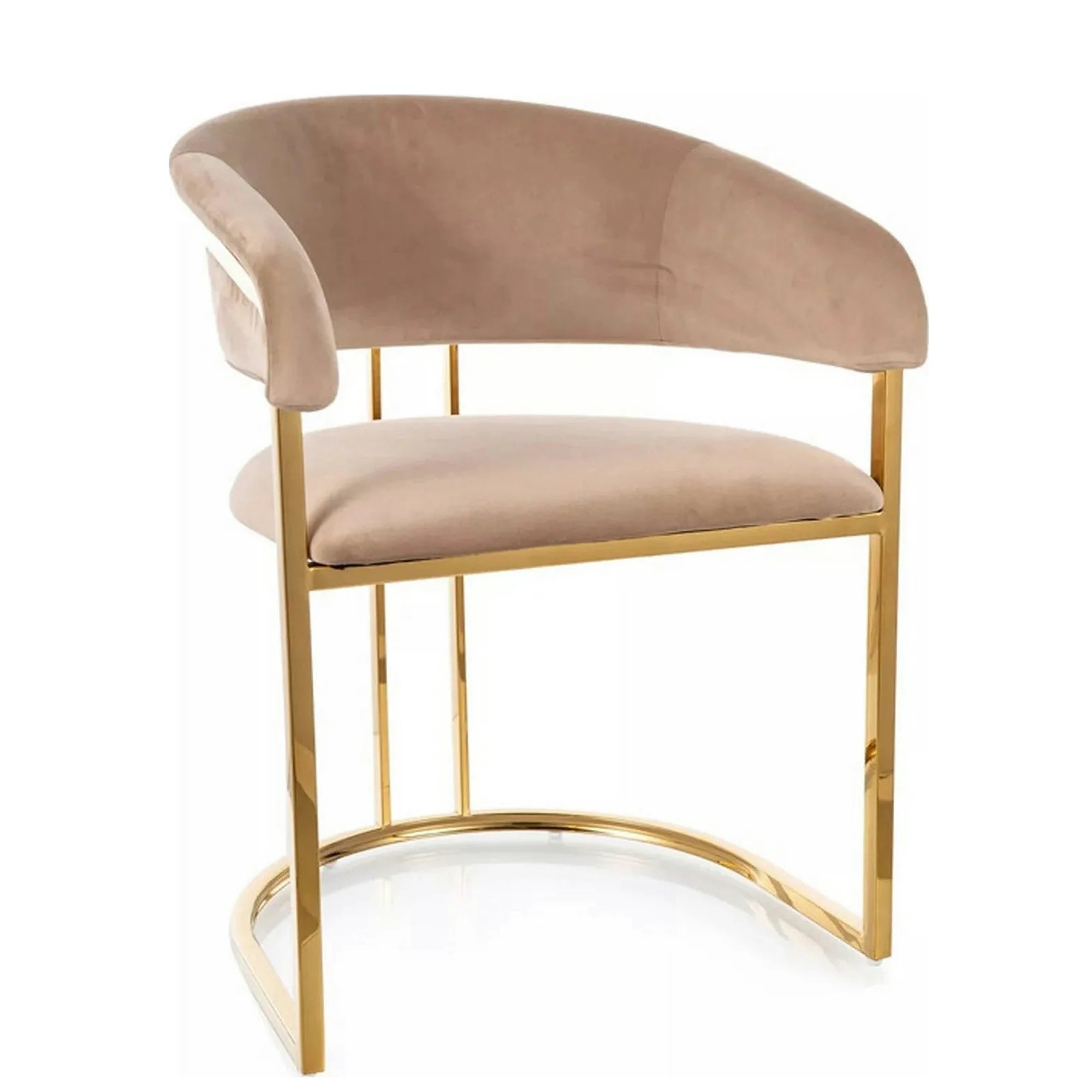Scaun TULIPE, bej inchis - Bluvel 28, stofa catifelata/metal, 57x64x77 cm