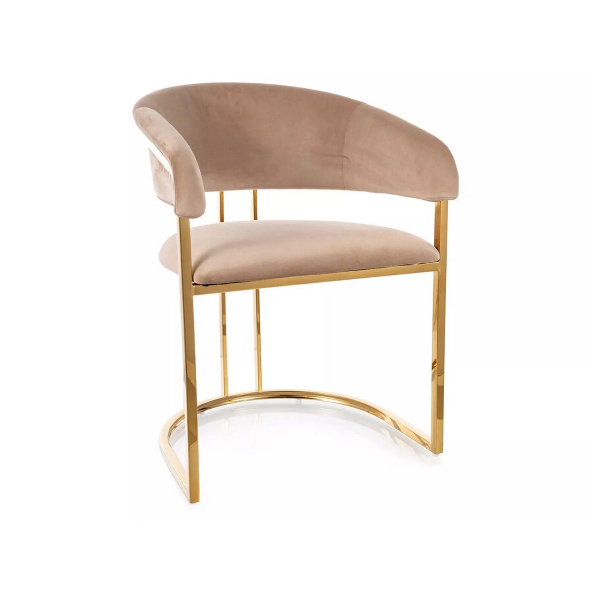 Scaun TULIPE, bej inchis - Bluvel 28, stofa catifelata/metal, 57x64x77 cm