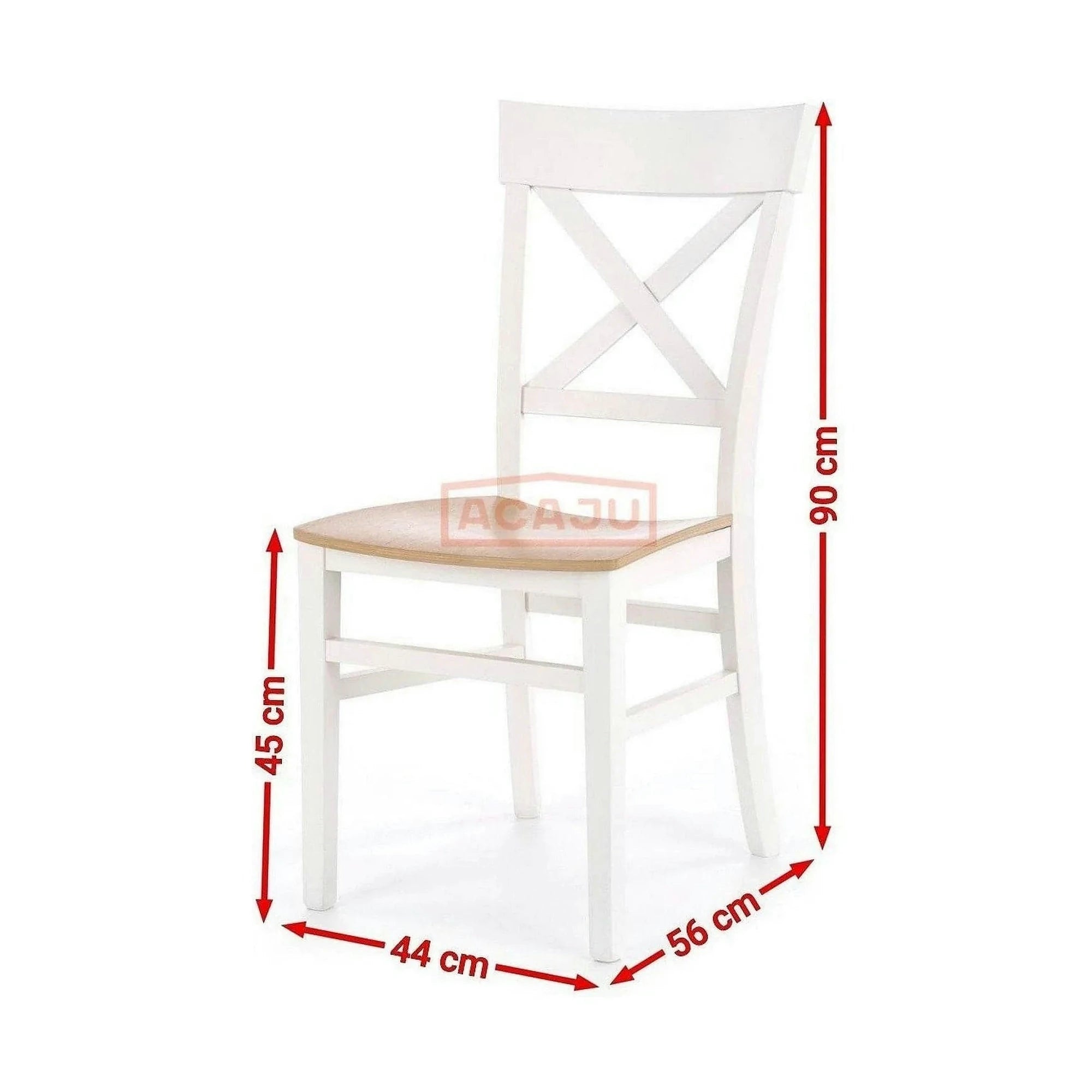 Scaun Tutti, stejar/alb, lemn de fag, 44X56X90 CM