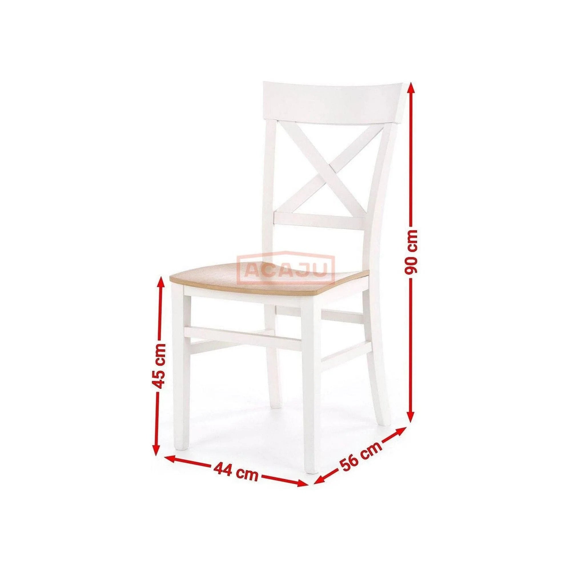 Scaun Tutti, stejar/alb, lemn de fag, 44X56X90 CM