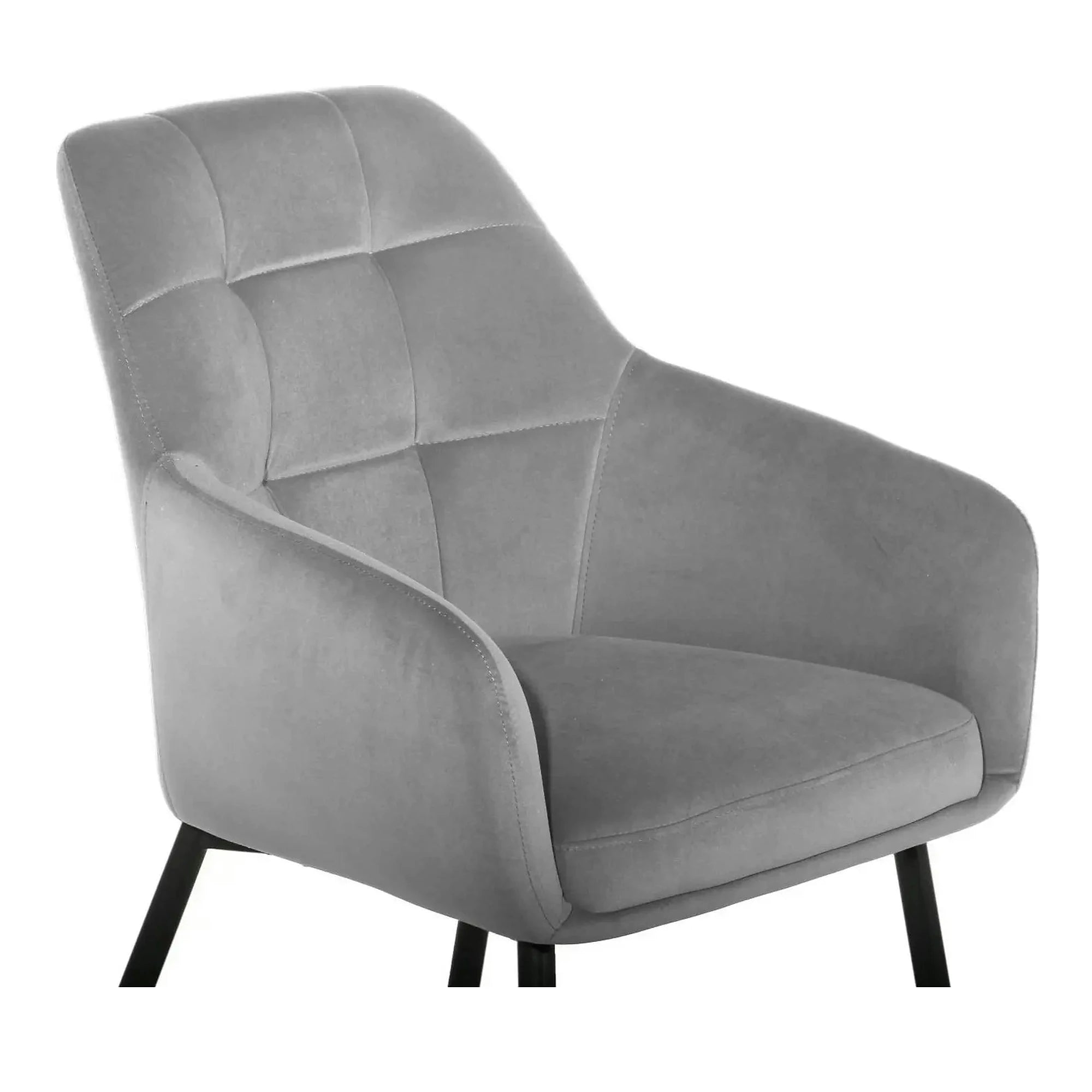 Scaun UGO NEW, gri deschis/negru, stofa catifelata/metal, 58x62x85 cm