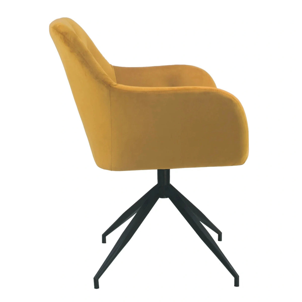 Scaun VELEZA NEW, galben mustar/negru, stofa catifelata/metal, 66x66x83 cm