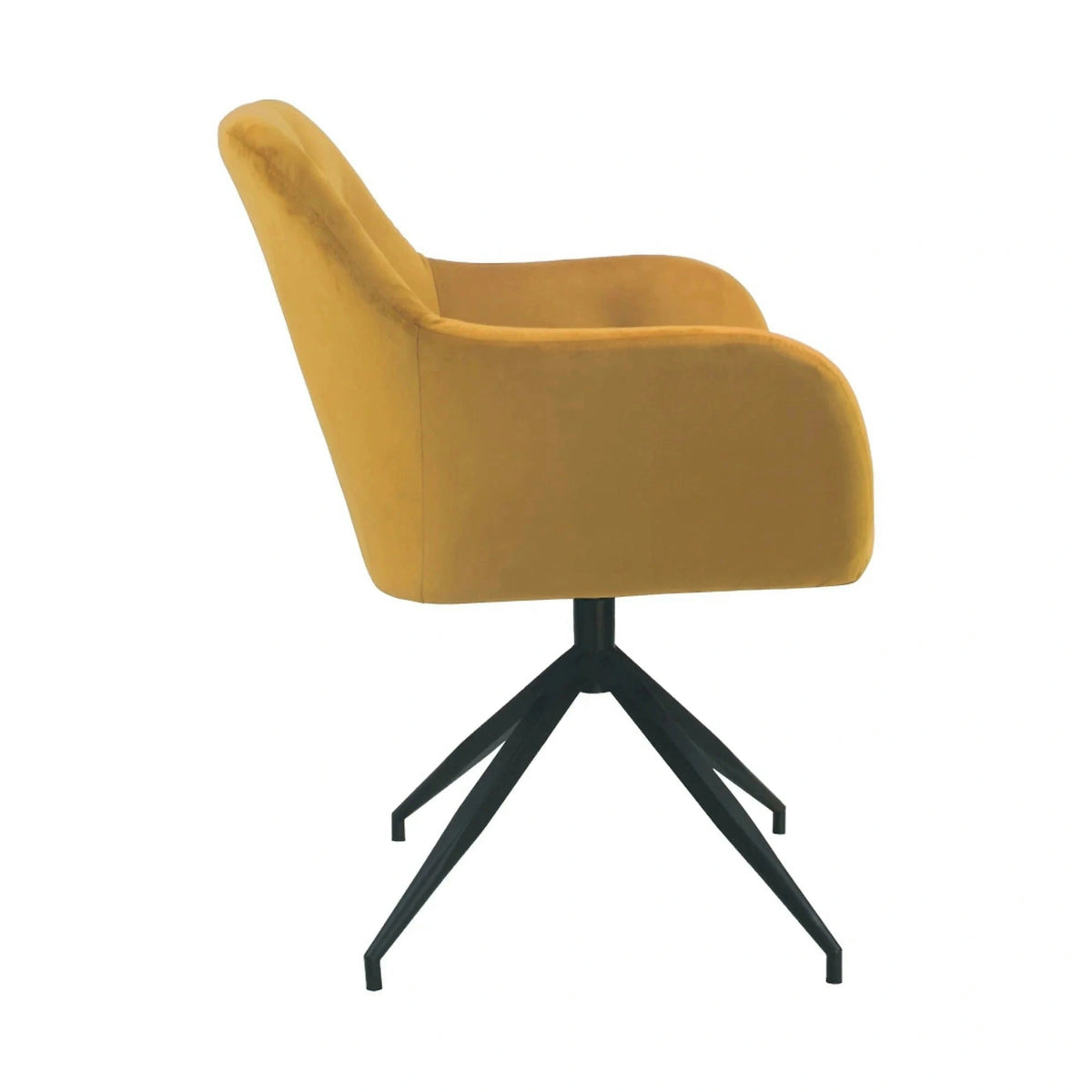 Scaun VELEZA NEW, galben mustar/negru, stofa catifelata/metal, 66x66x83 cm
