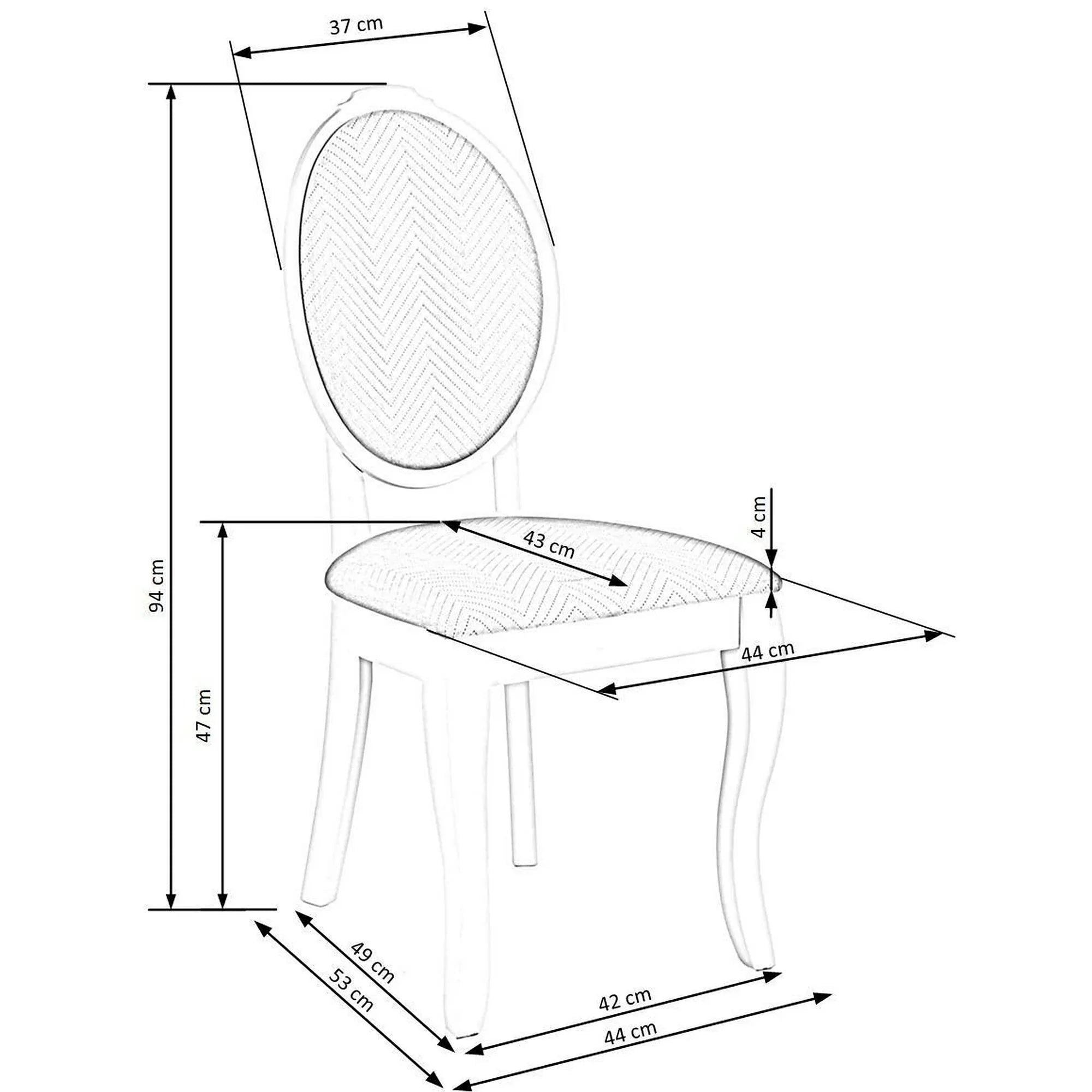 Scaun VELO, bej/negru, stofa catifelata/lemn, 44x53x96 cm