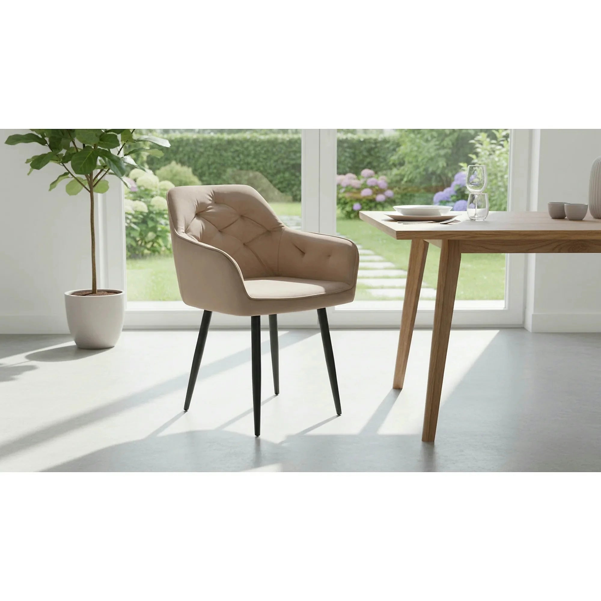 Scaun VERIO, stofa catifelata maro deschis - Bluvel 28, 59x62x81 cm