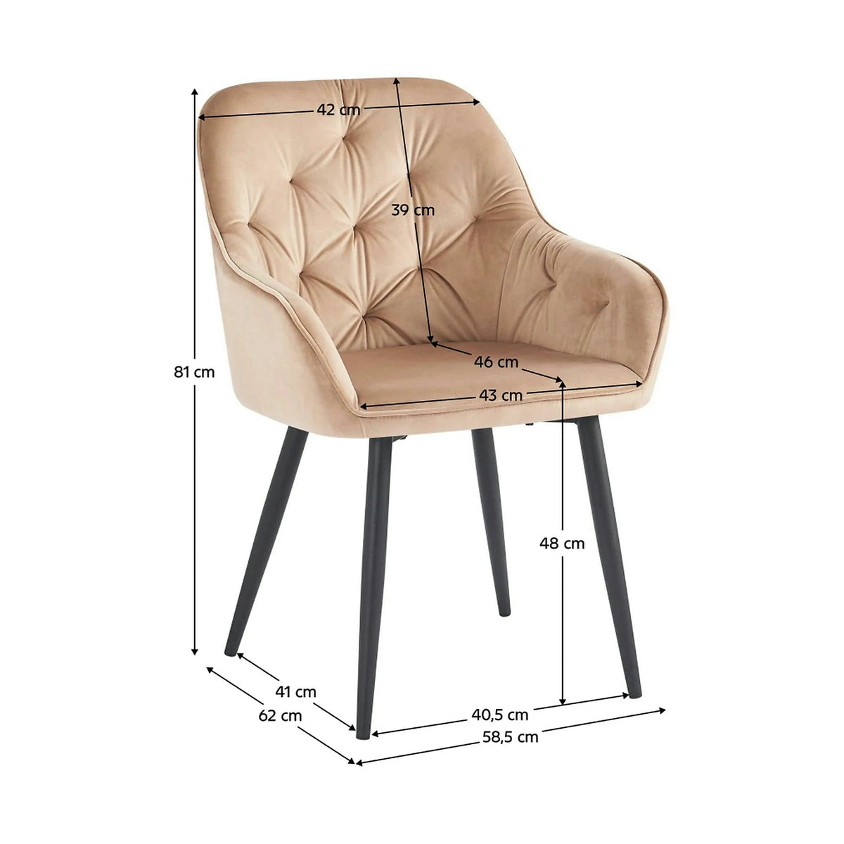 Scaun VERIO, stofa catifelata maro deschis - Bluvel 28, 59x62x81 cm
