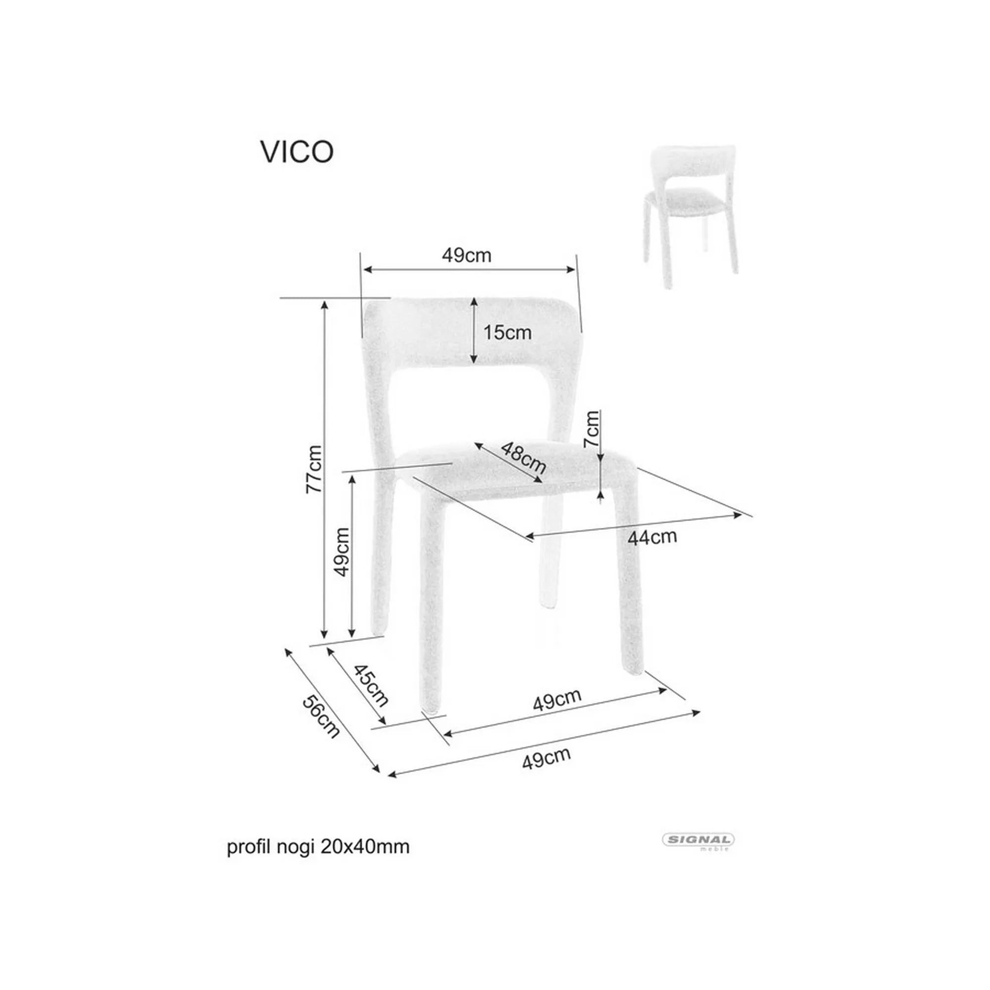Scaun VICO, gri deschis - Wind 84, stofa clasica, 49x56x77 cm