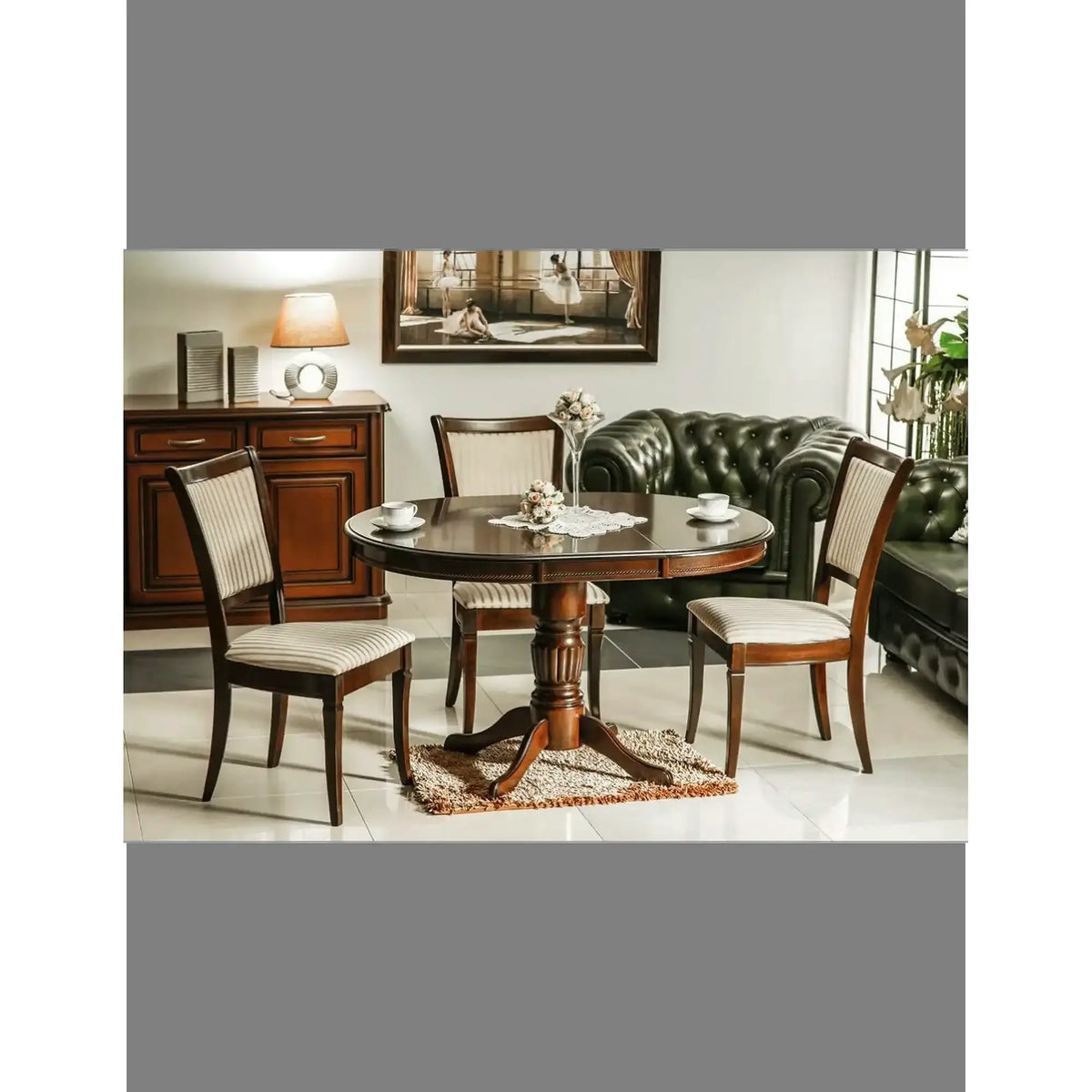 Scaun vintage bucatarie MN-SC, bej lucios/nuc inchis, stofa/lemn, 45x42x96 cm