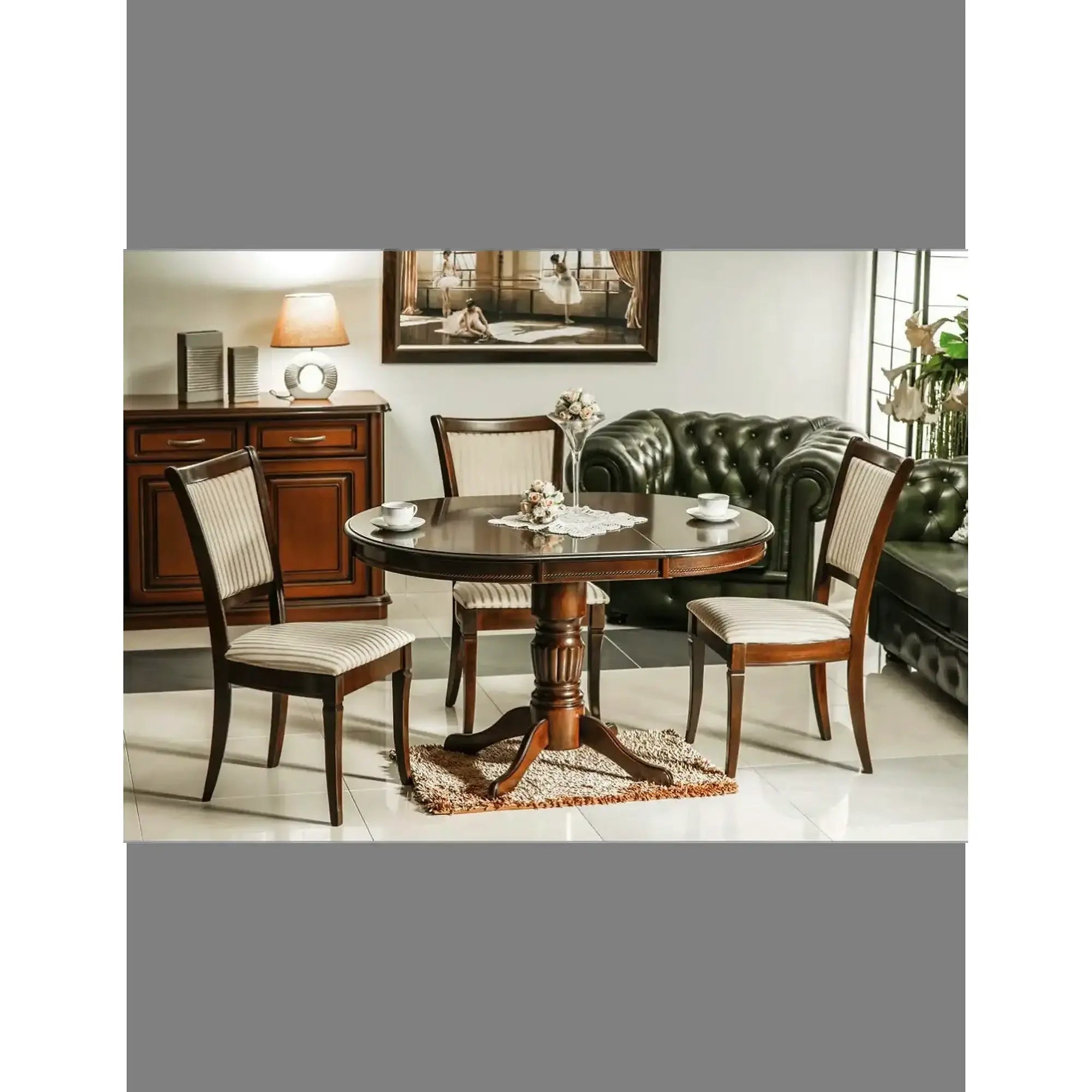 Scaun vintage bucatarie MN-SC, bej lucios/nuc inchis, stofa/lemn, 45x42x96 cm