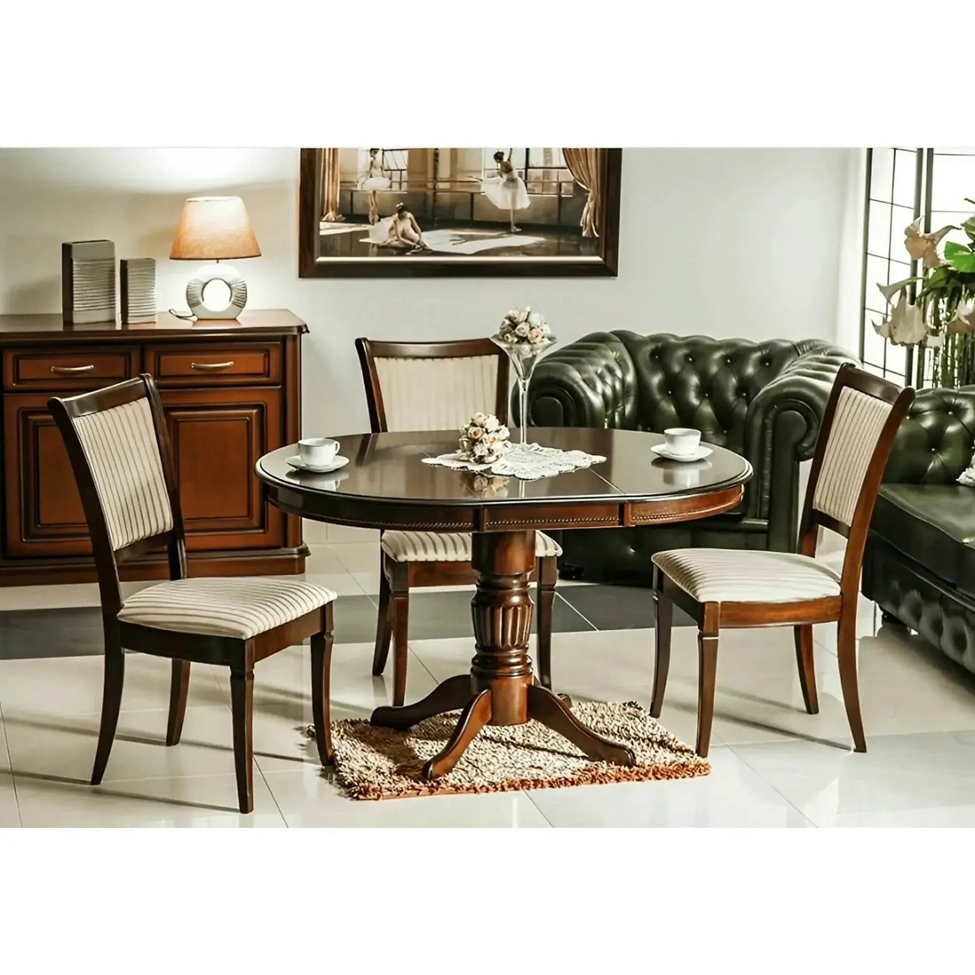 Scaun vintage bucatarie MN-SC, bej lucios/nuc inchis, stofa/lemn, 45x42x96 cm