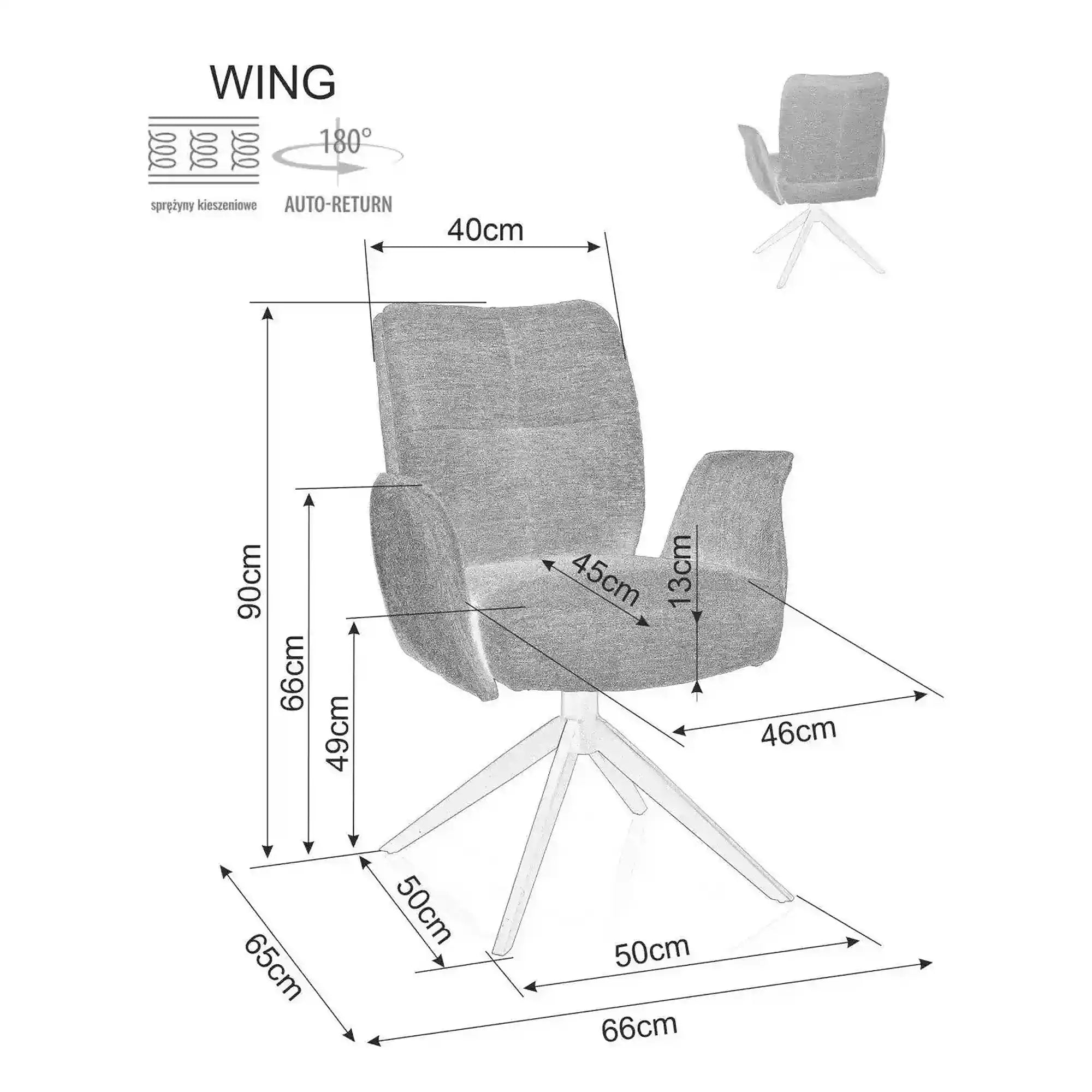 Scaun WING, gri deschis - Brego 02, stofa clasica/metal, 66x65x90 cm