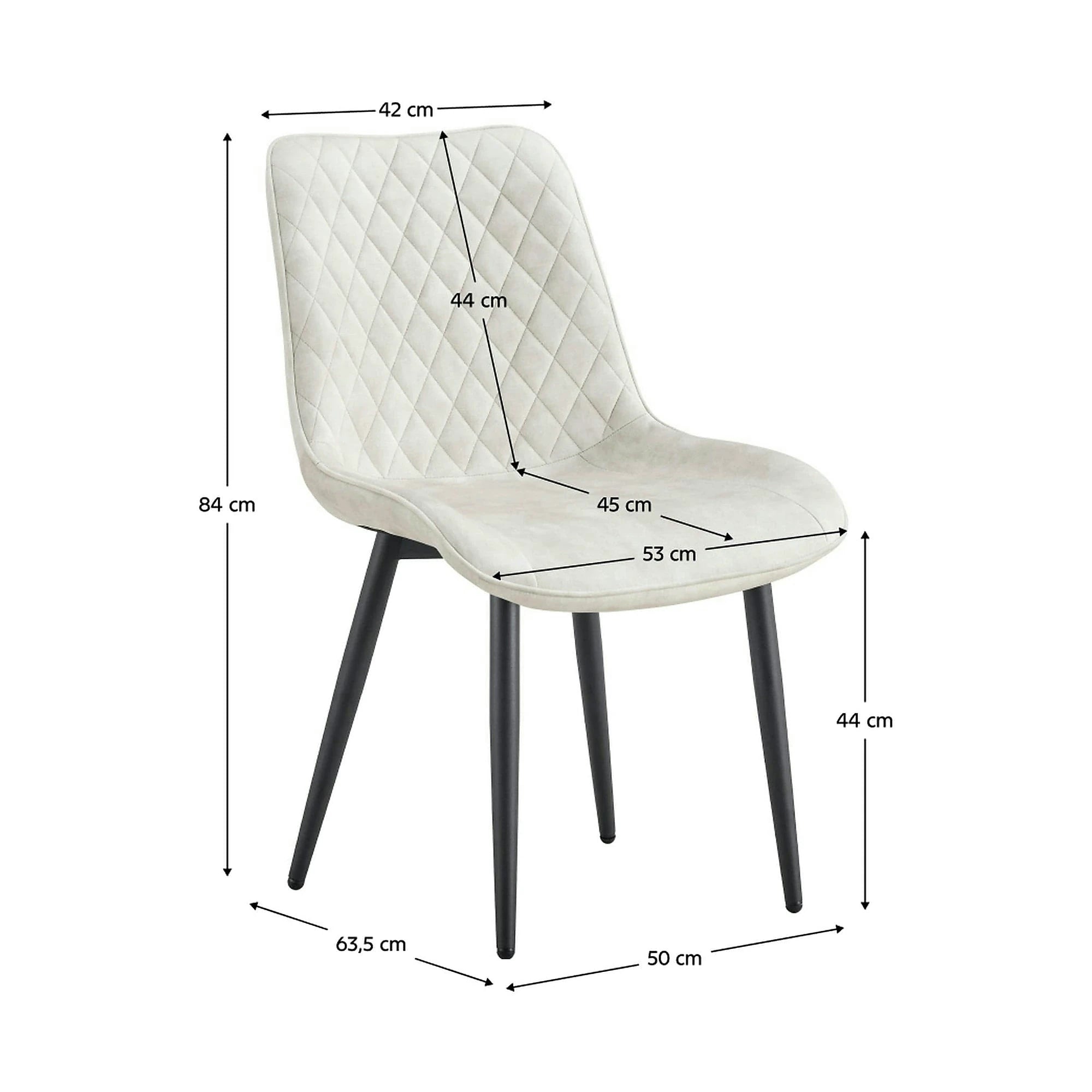 Scaun ZAINA TIP 1, crem/negru, stofa catifelata/metal, 50x64x84 cm