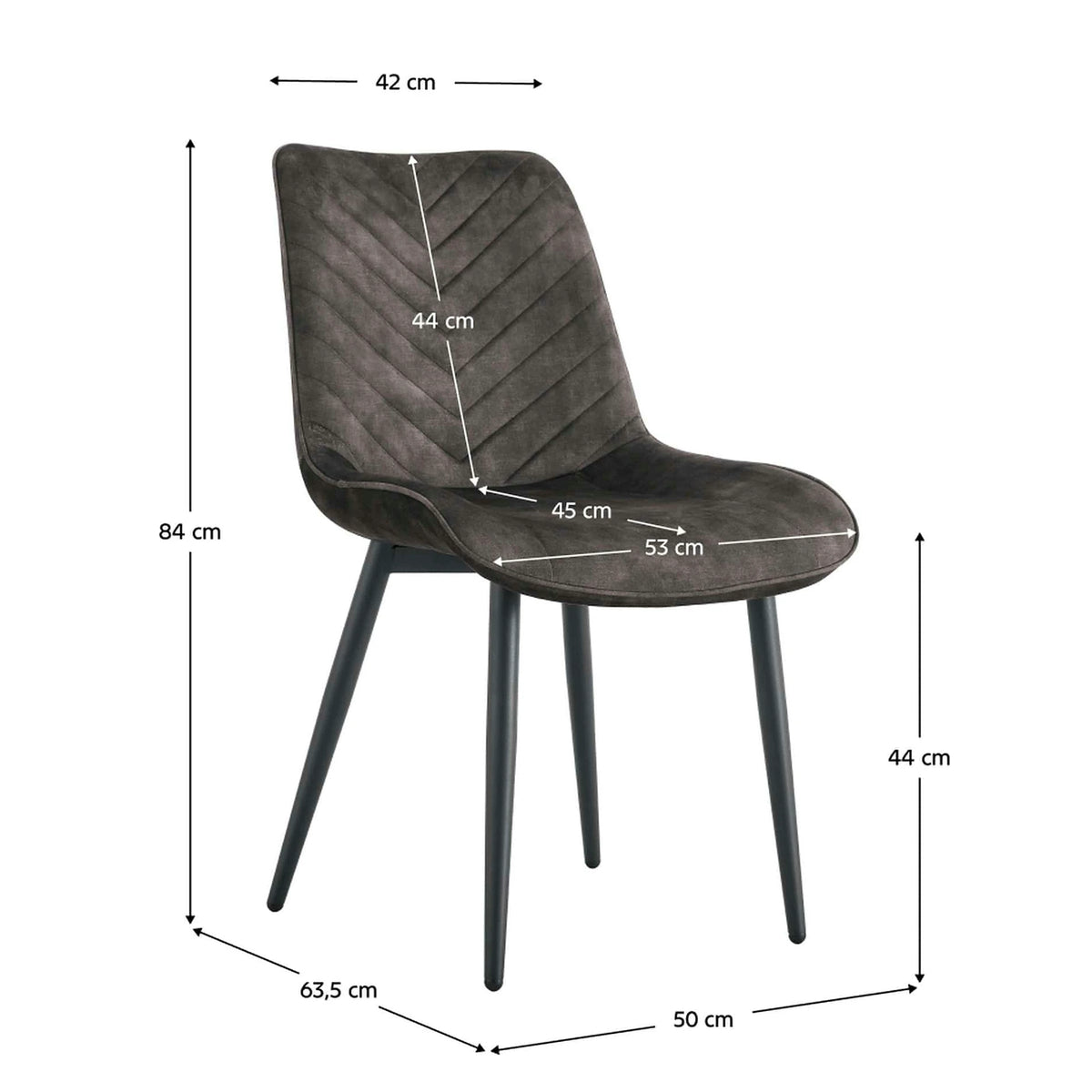 Scaun ZAINA TIP 2, maro/negru, stofa catifelata/metal, 50x64x84 cm