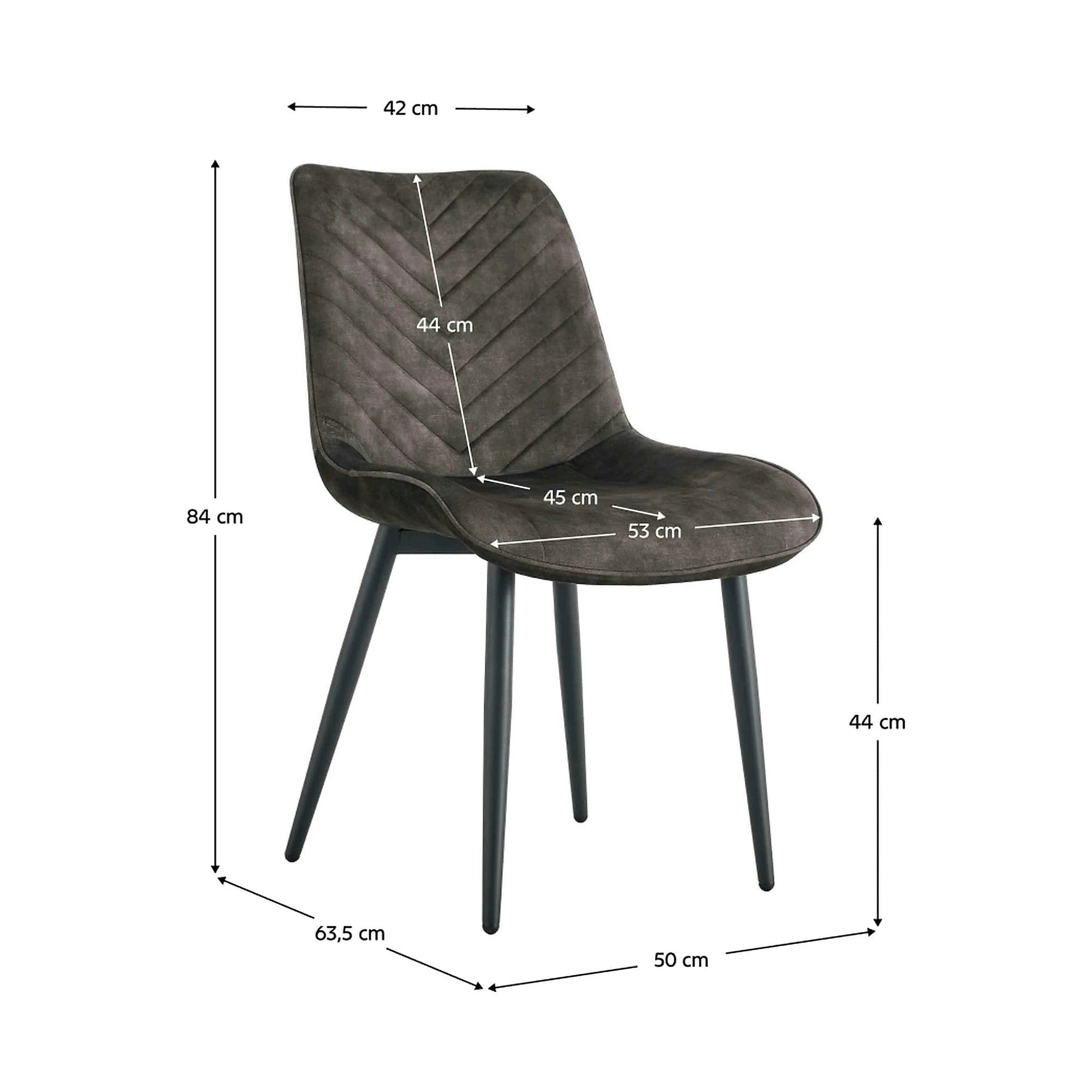 Scaun ZAINA TIP 2, maro/negru, stofa catifelata/metal, 50x64x84 cm