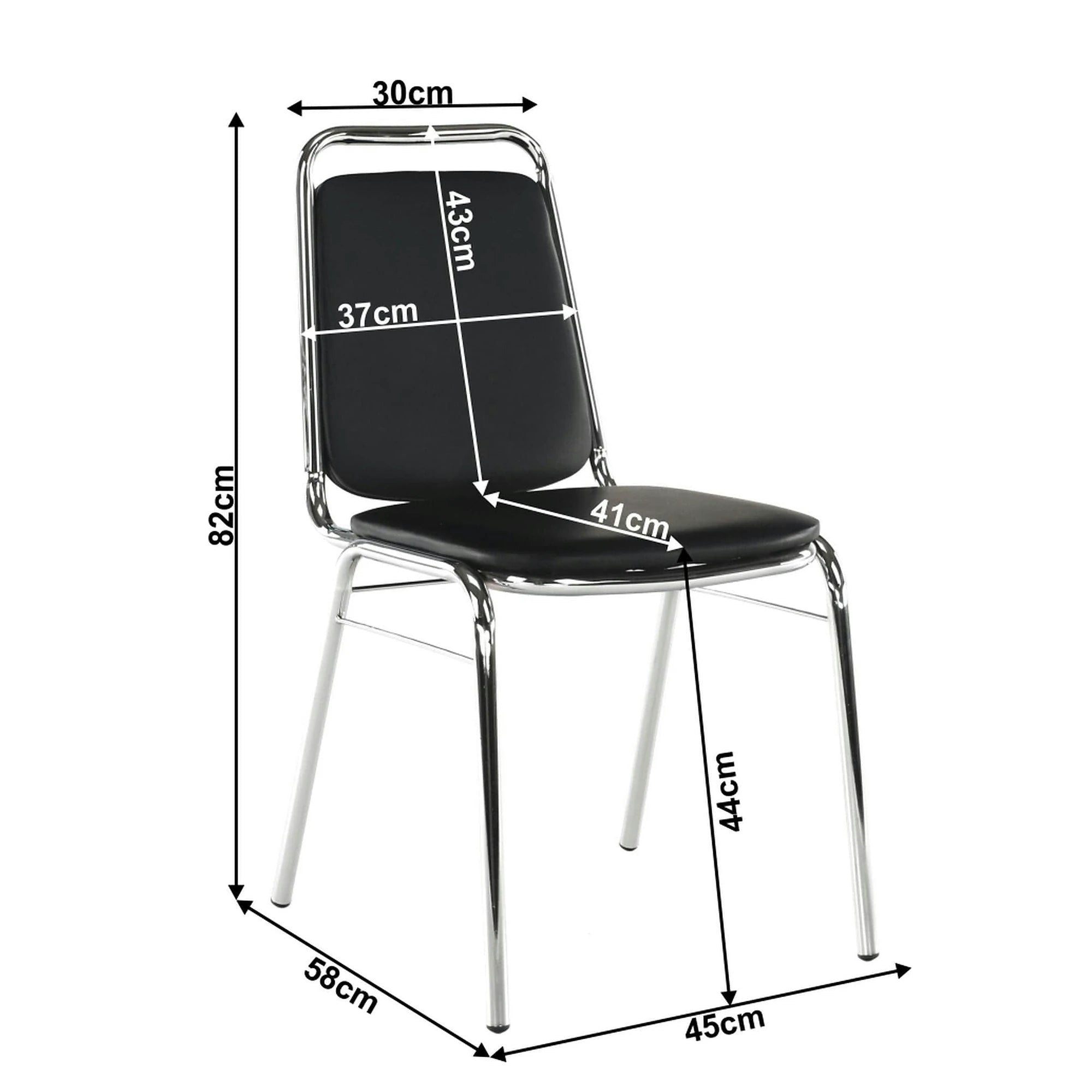 Scaun ZEKI, negru, piele ecologica/metal, 45x58x82 cm