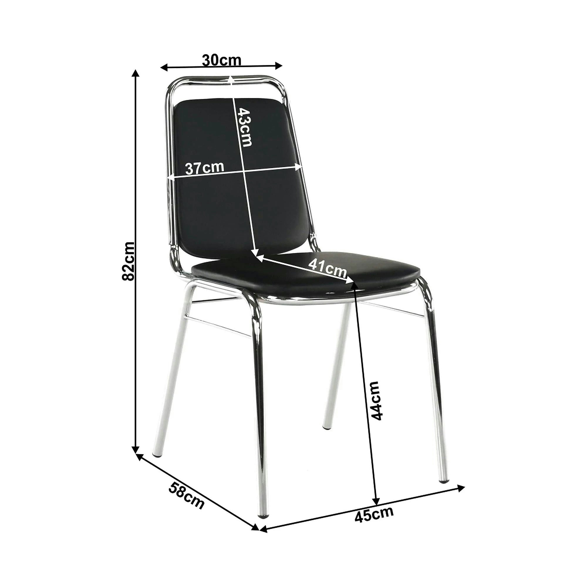 Scaun ZEKI, negru, piele ecologica/metal, 45x58x82 cm
