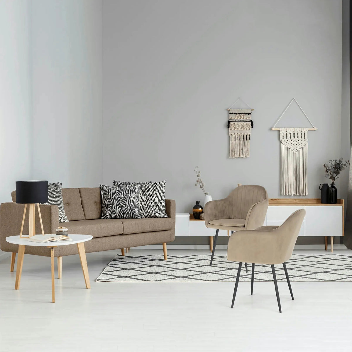 Scaun ZIRKON, gri-maro taupe/negru, stofa catifelata/metal, 56x55x82 cm
