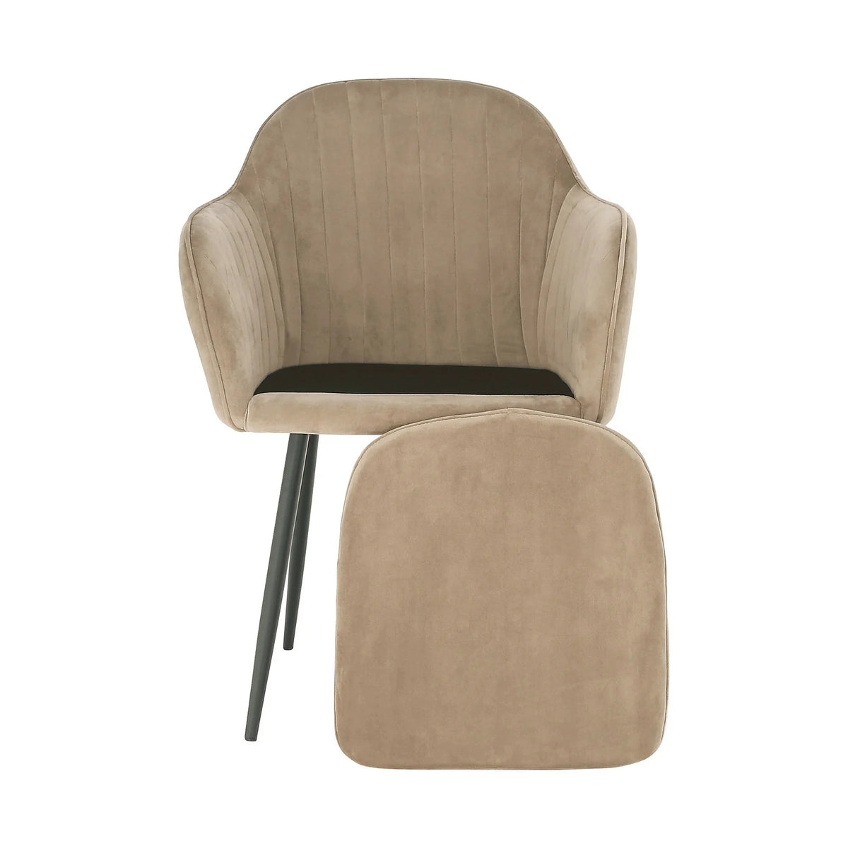 Scaun ZIRKON, gri-maro taupe/negru, stofa catifelata/metal, 56x55x82 cm