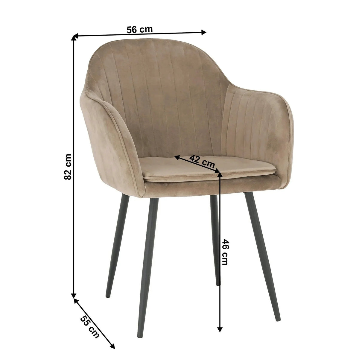 Scaun ZIRKON, gri-maro taupe/negru, stofa catifelata/metal, 56x55x82 cm