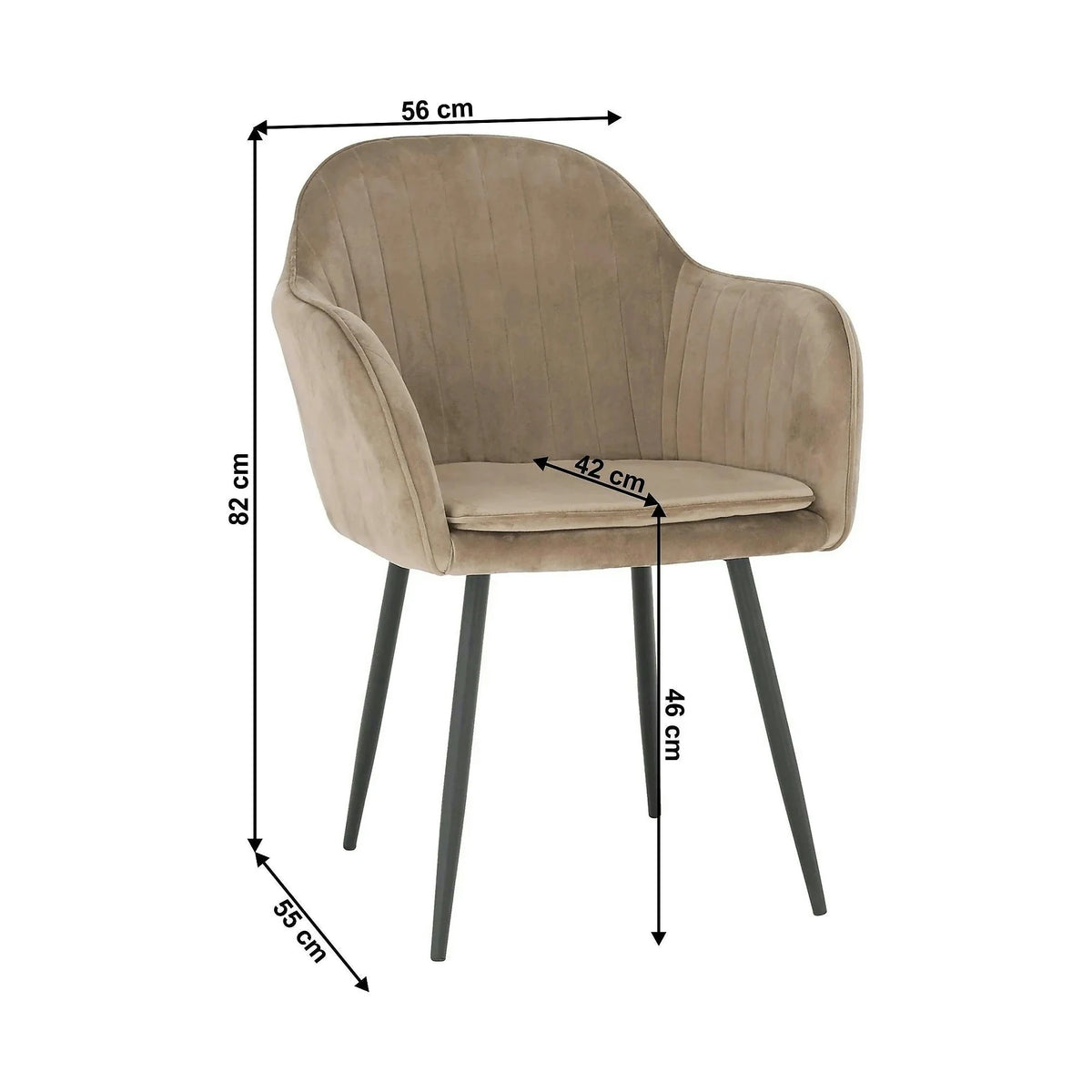Scaun ZIRKON, gri-maro taupe/negru, stofa catifelata/metal, 56x55x82 cm
