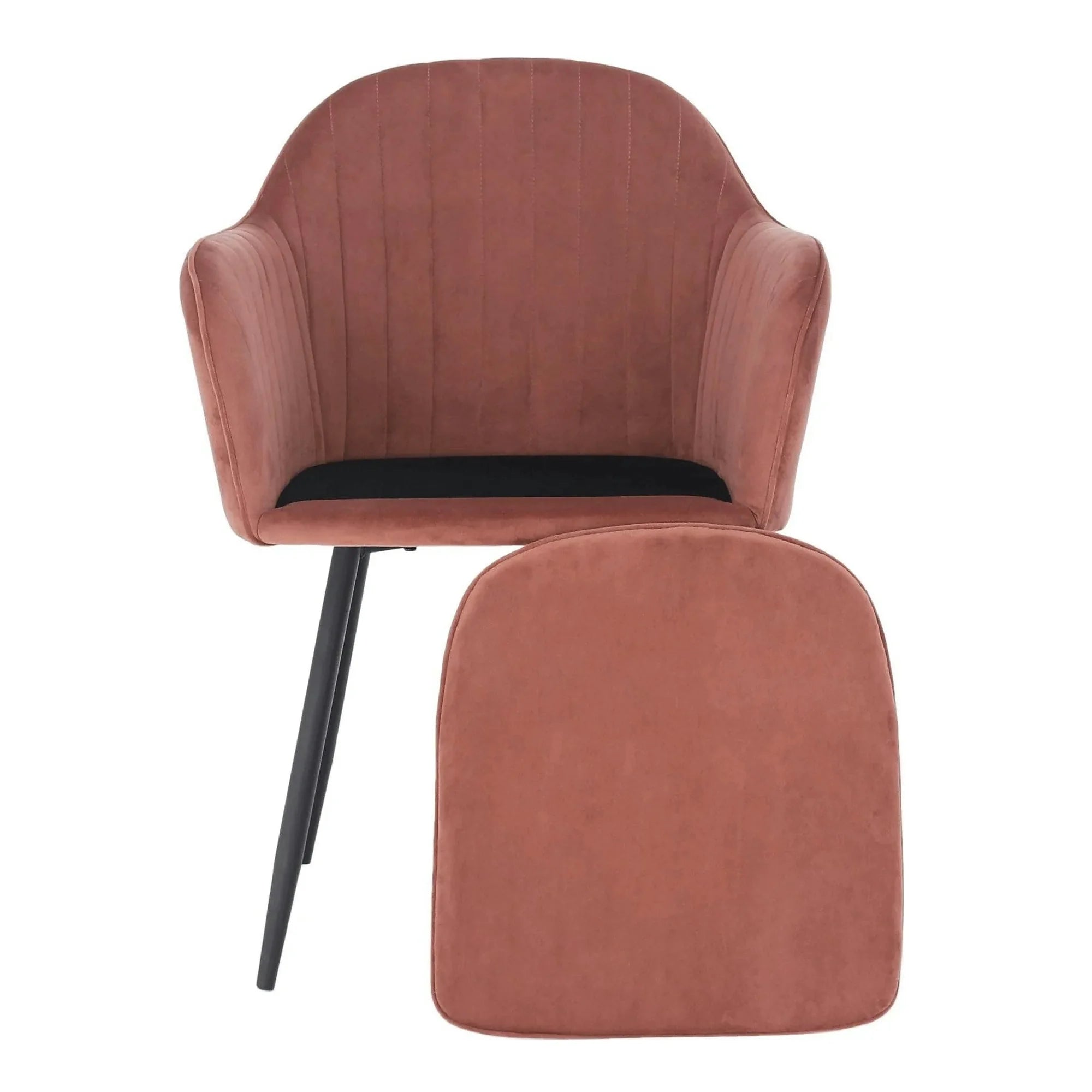 Scaun ZIRKON, roz/negru, stofa catifelata/metal, 56x55x82 cm
