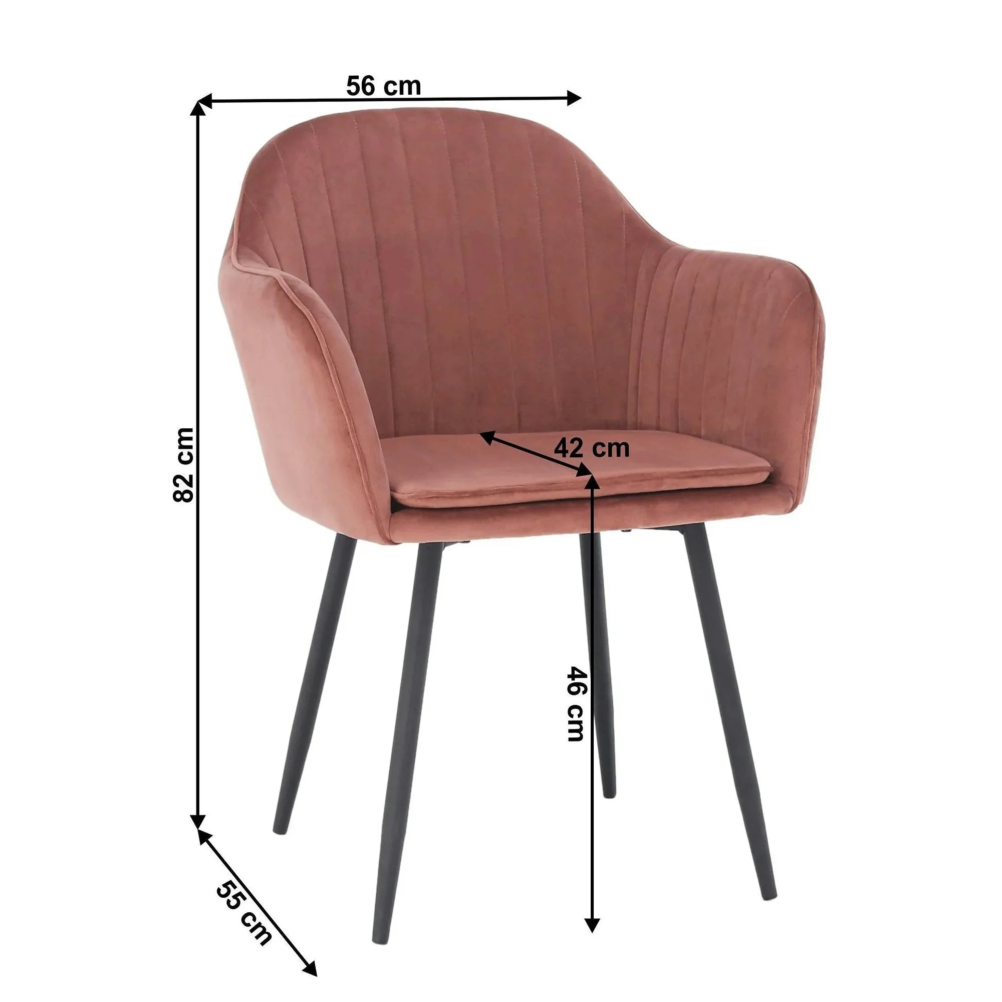 Scaun ZIRKON, roz/negru, stofa catifelata/metal, 56x55x82 cm