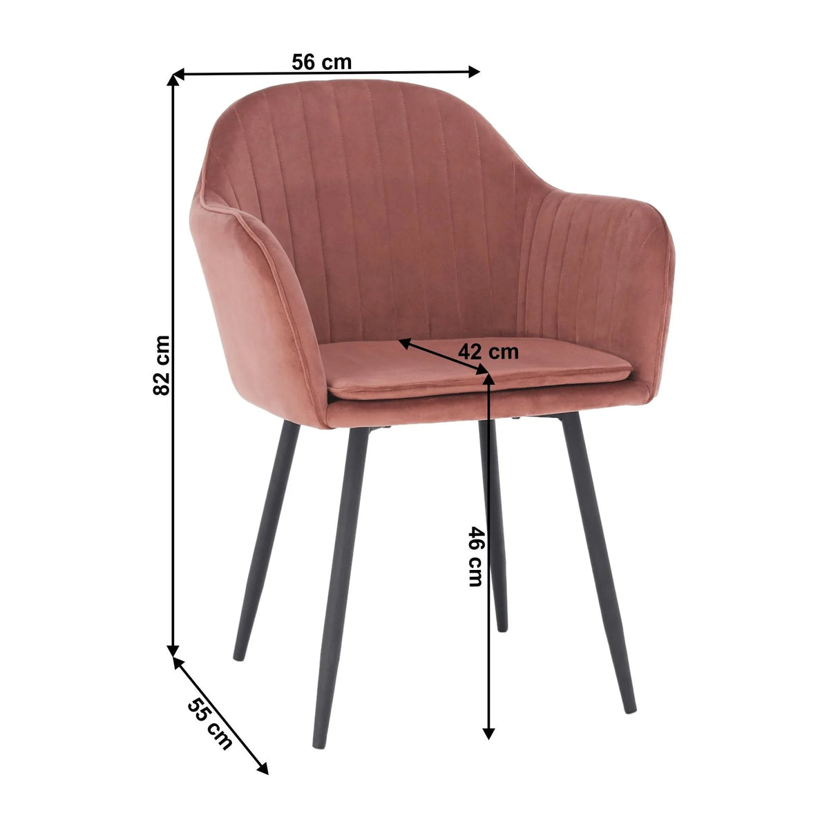 Scaun ZIRKON, roz/negru, stofa catifelata/metal, 56x55x82 cm