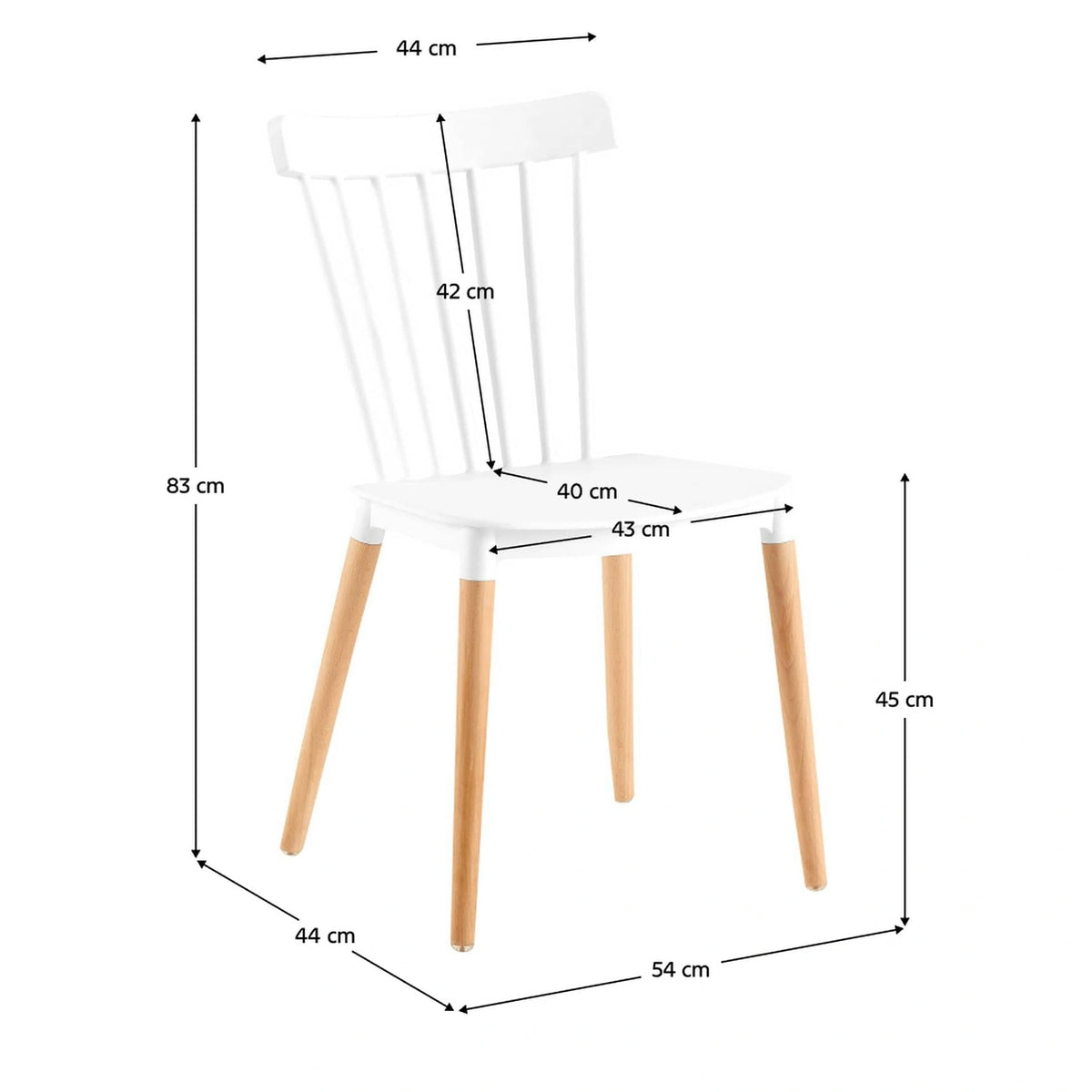 Scaun ZOSIMA, alb/fag, plastic/lemn de fag, 54x44x83 cm